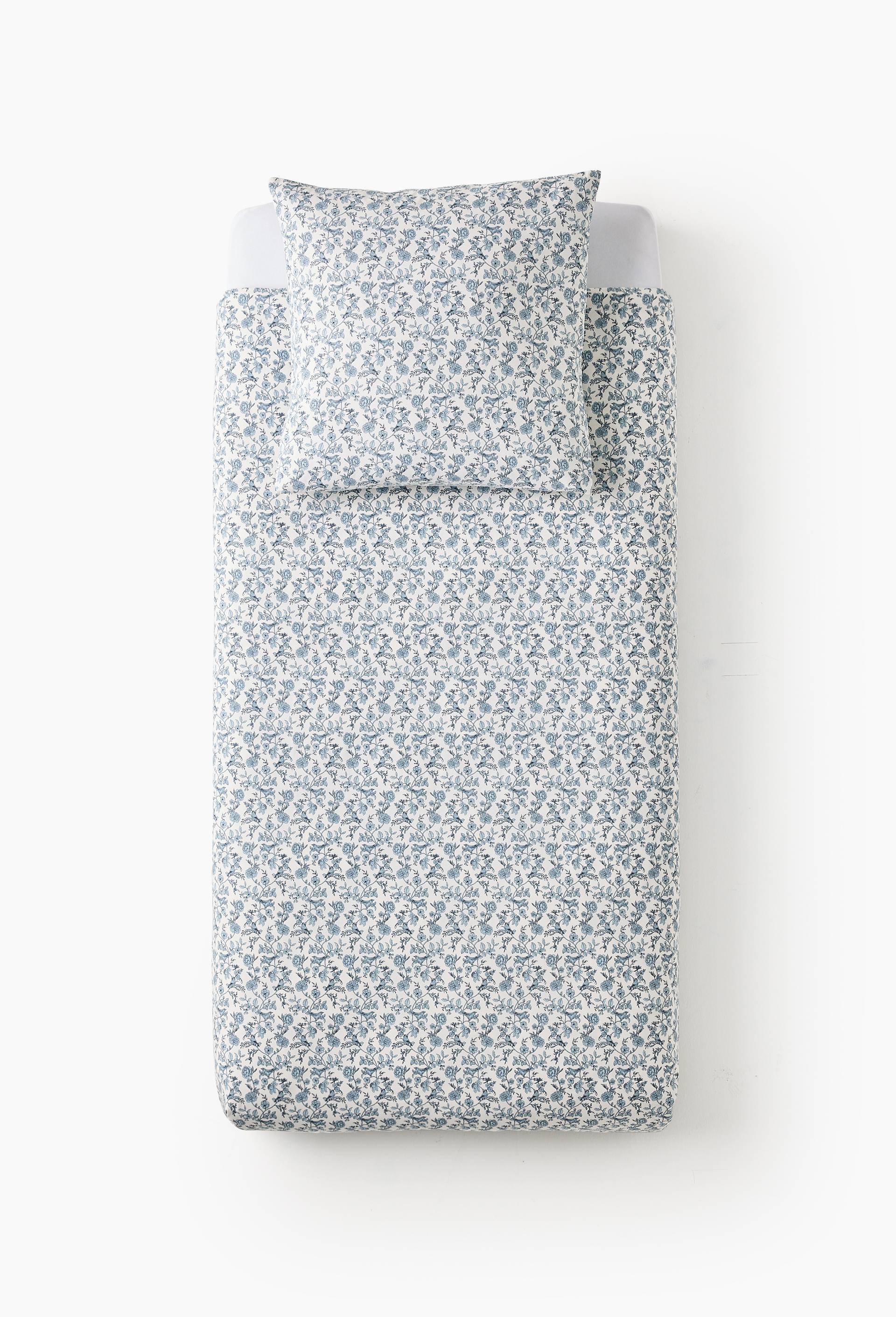 Housse de couette imprim&eacute;e, 100% coton bio GOTS, Bleu clair, large image number 1.0