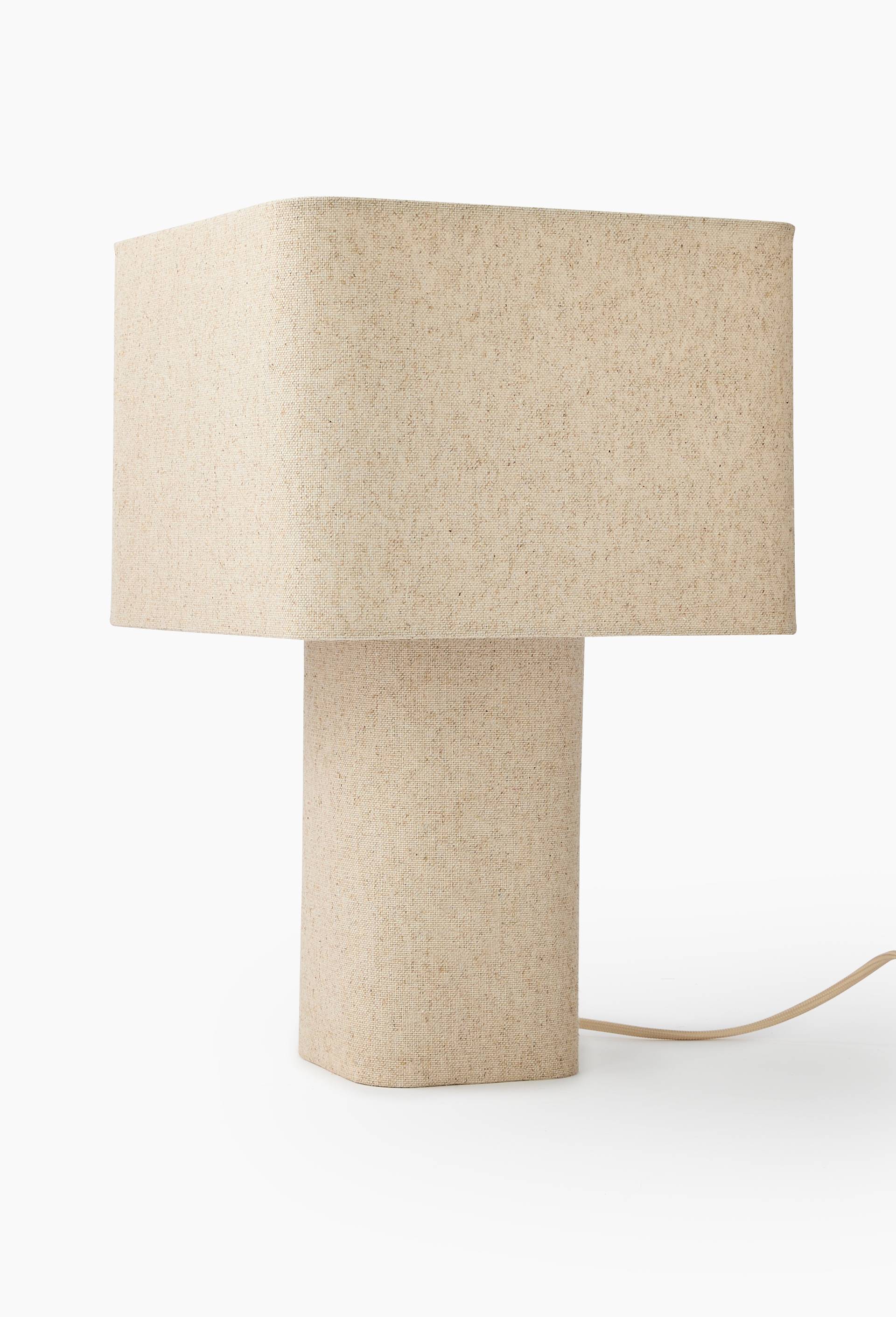 Lampe carr&eacute;e, 27xh45cm, en lin, Beige, large image number 2