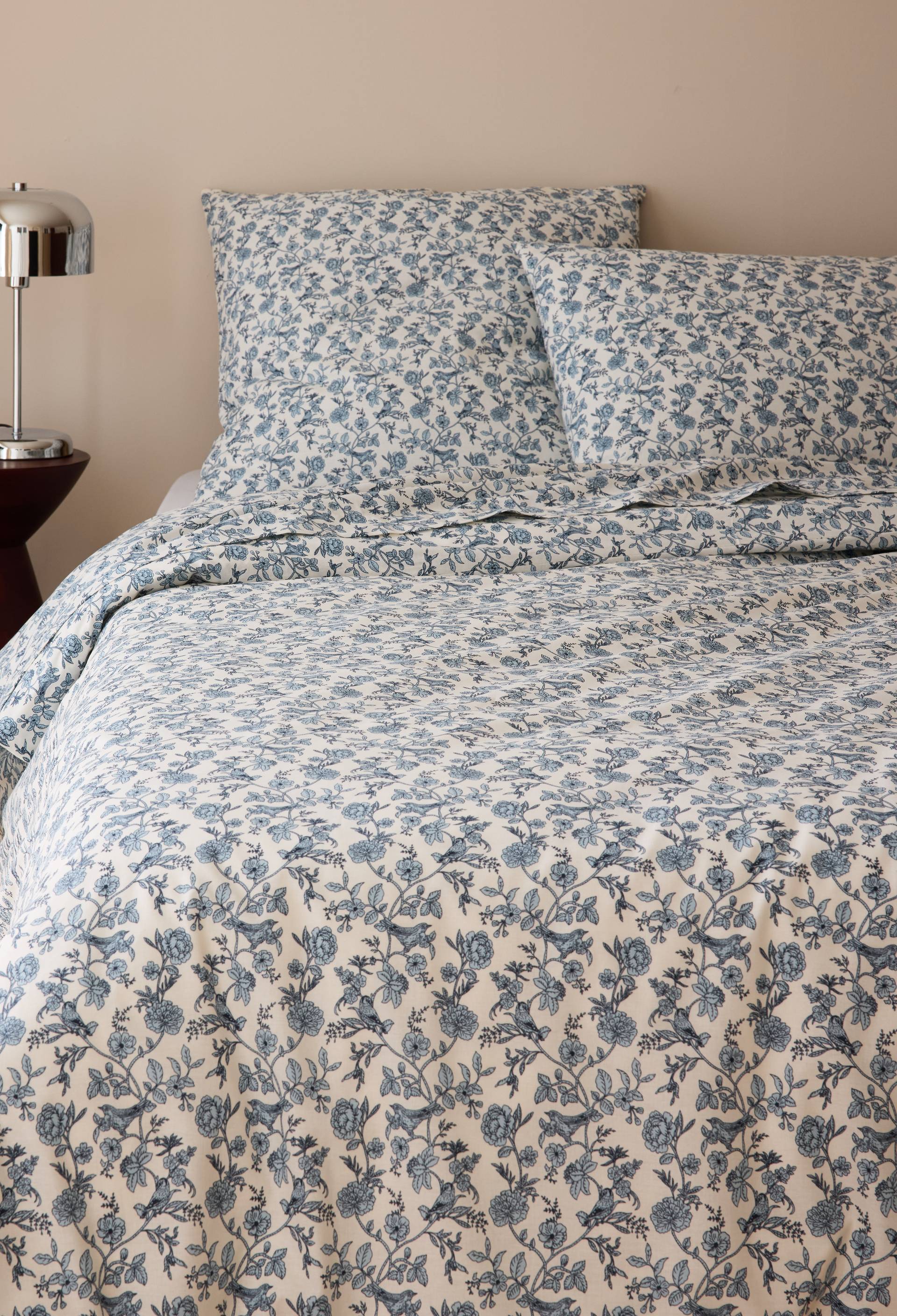 Drap plat imprim&eacute;, 100% coton bio GOTS, Bleu clair, large image number 0.0