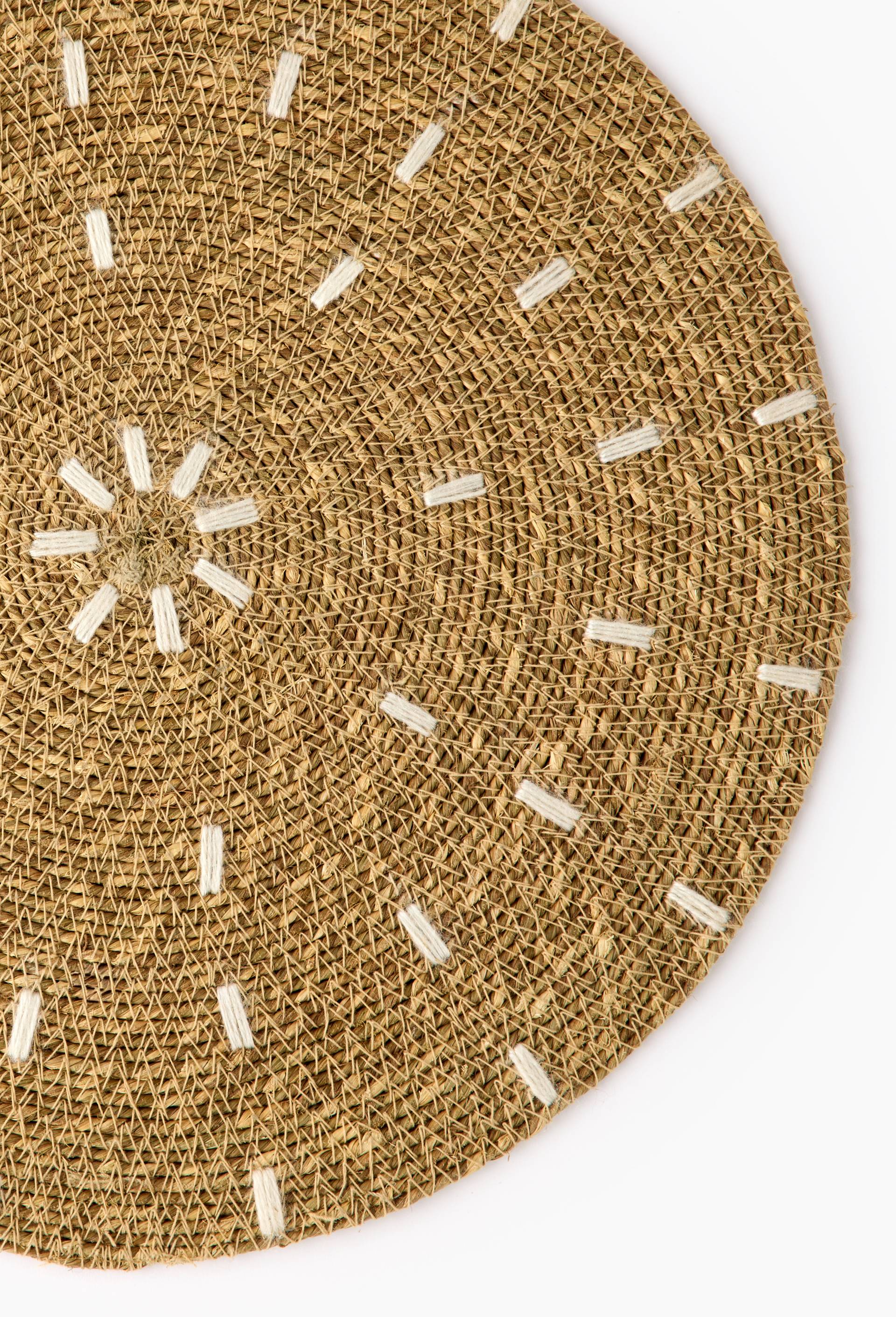 Set de table rond brod&eacute;, 38cm de diam&egrave;tre, jute, Beige clair, large image number 1.0
