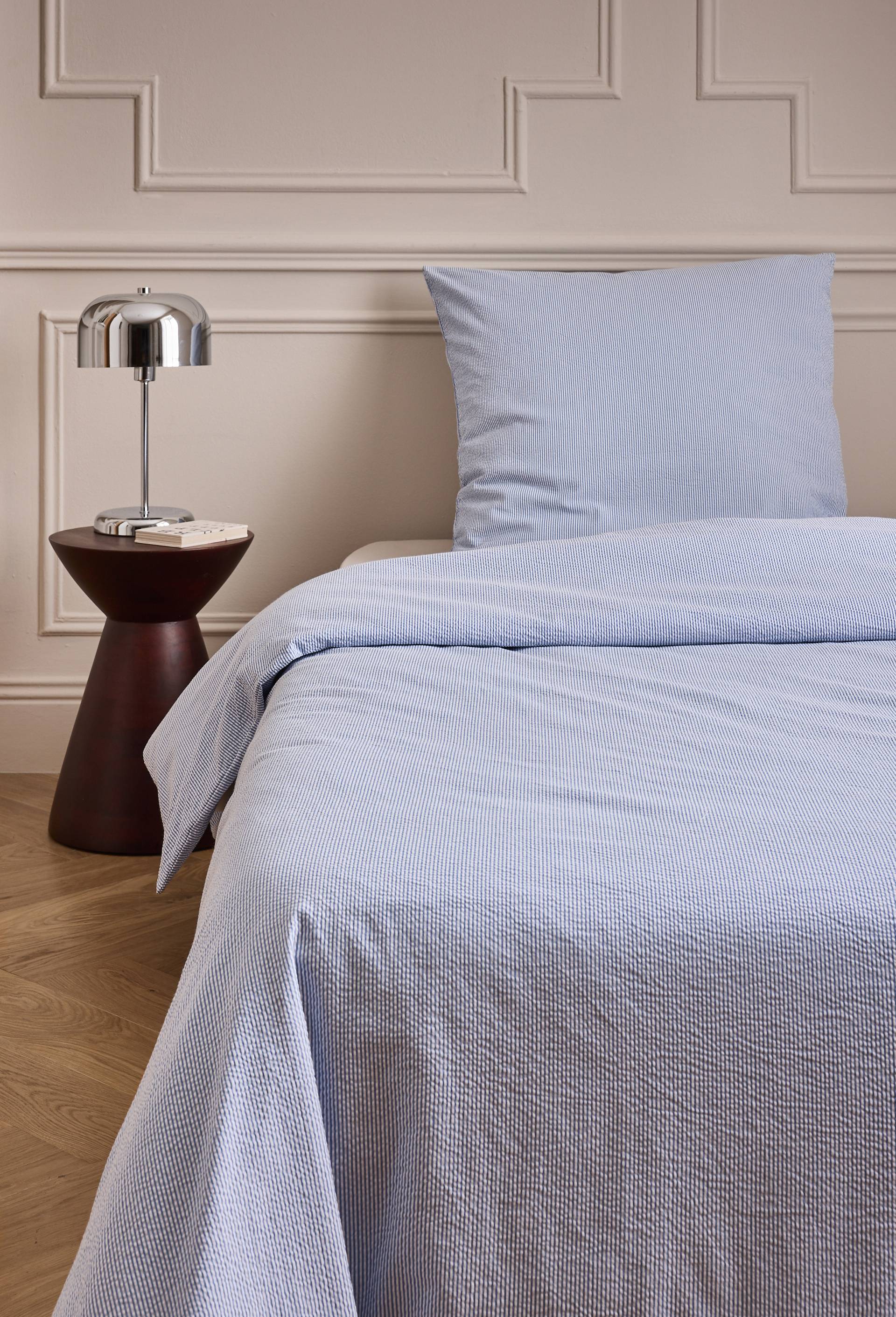 Housse de couette unie seersucker, percale de coton bio GOTS, Bleu clair, large image number 0.0