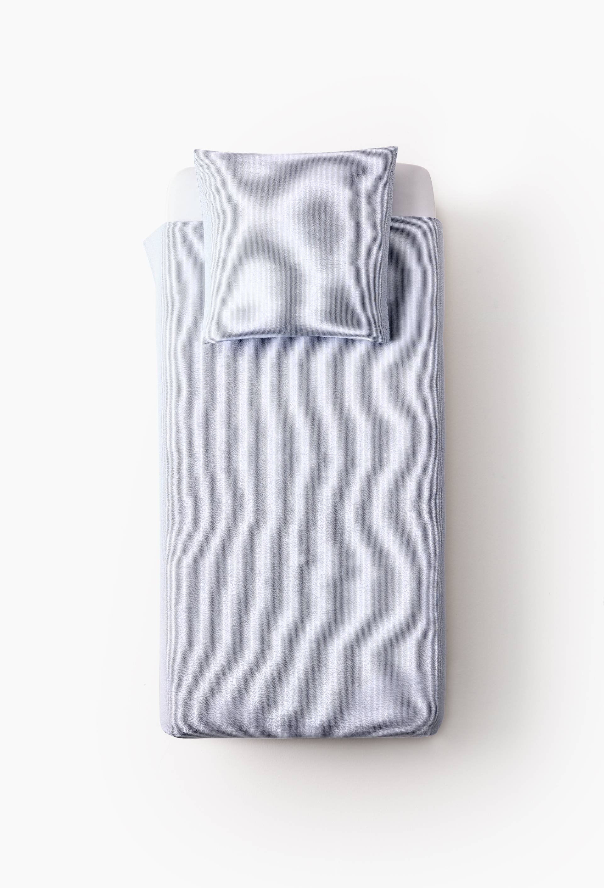 Housse de couette unie seersucker, percale de coton bio GOTS, Bleu clair, large image number 1.0