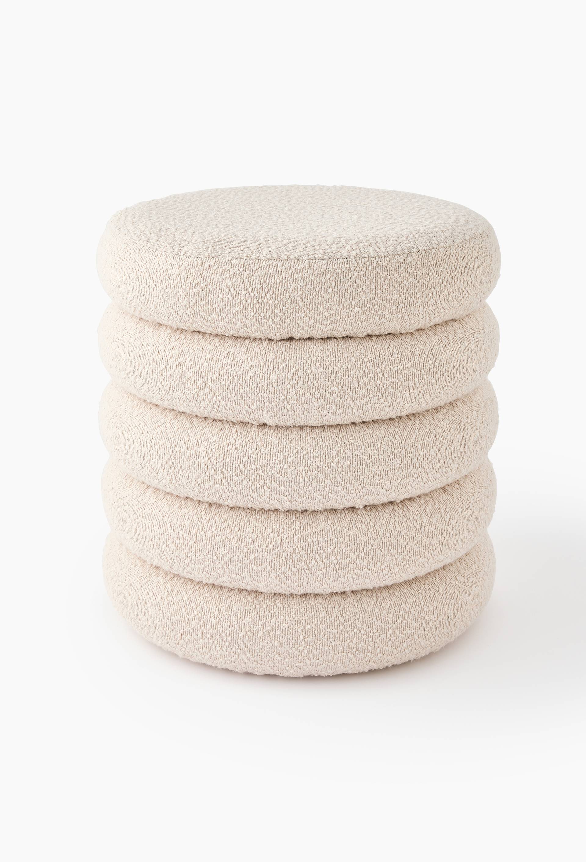 Pouf coffre effet gratt&eacute;, D42xH41cm, en polyester, Beige, large image number 0