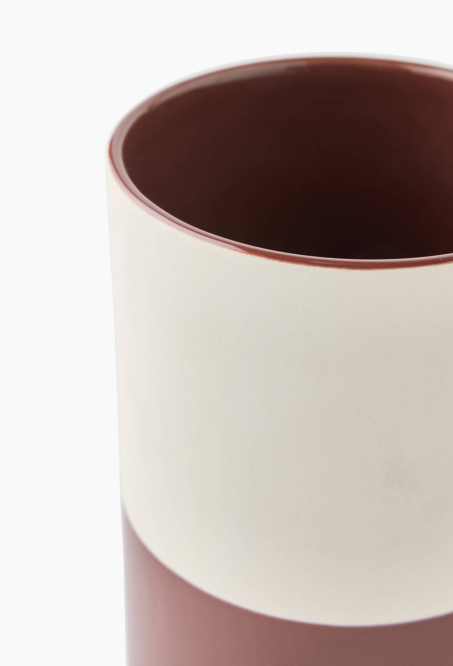 Vase rond, 10xH25cm en c&eacute;ramique, Brun fonc&eacute;, large image number 1