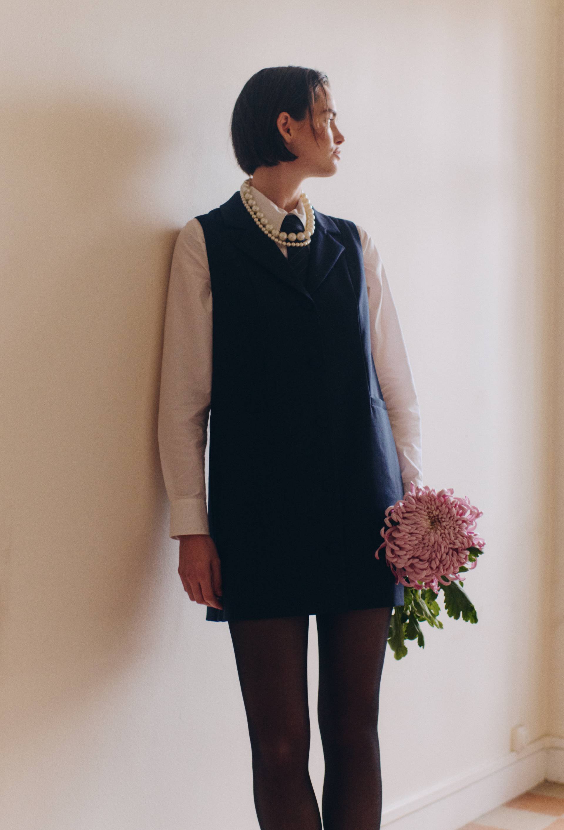 Robe cintr&eacute;e contenant de la laine, Bleu fonc&eacute;, large image number 0