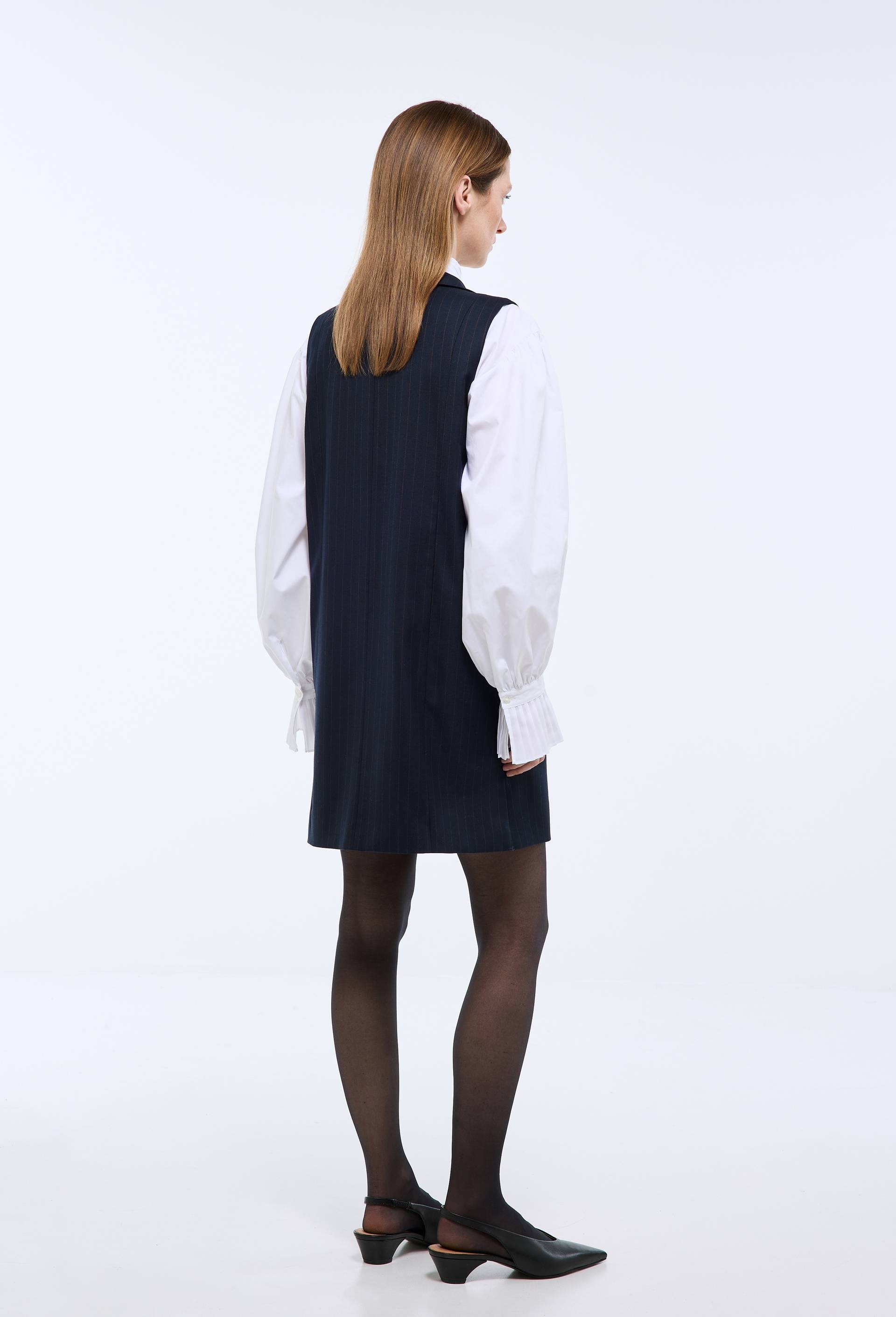 Robe cintr&eacute;e contenant de la laine, Bleu fonc&eacute;, large image number 2