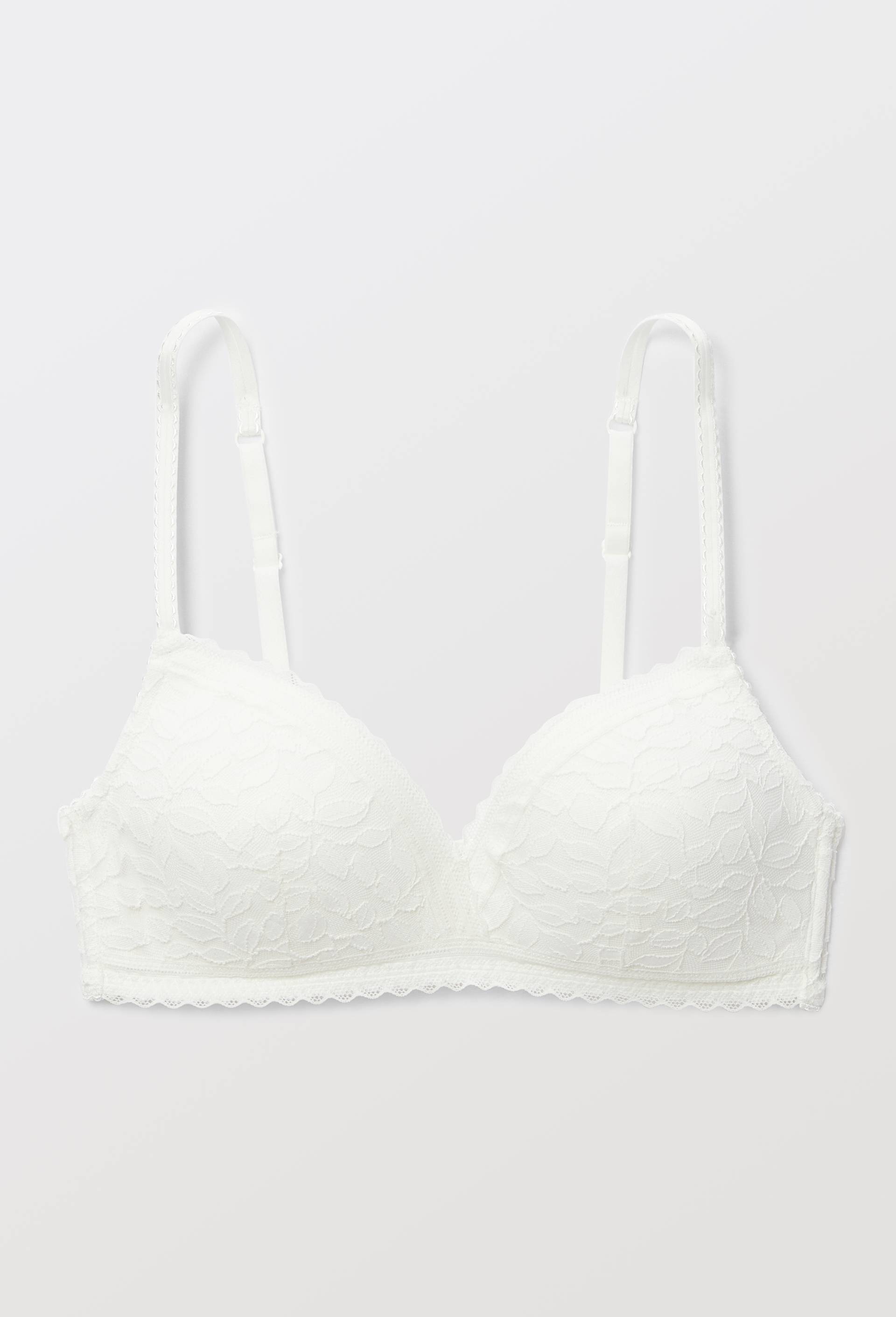 Soutien-gorge triangle padd&eacute; PAULETTE en dentelle, Ecru, large image number 2.0