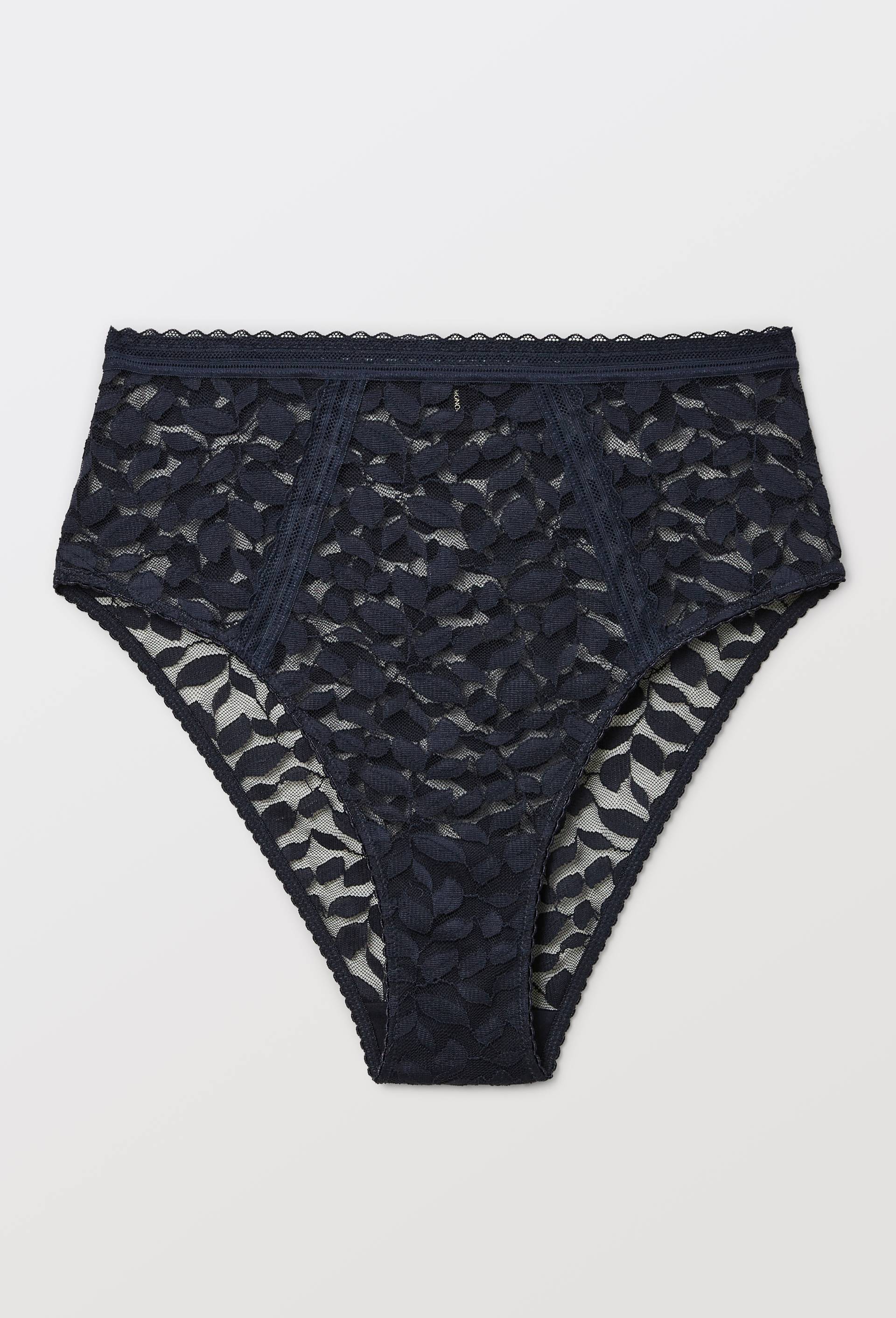Culotte taille haute PAULETTE en dentelle, Bleu fonc&eacute;, large image number 2.0