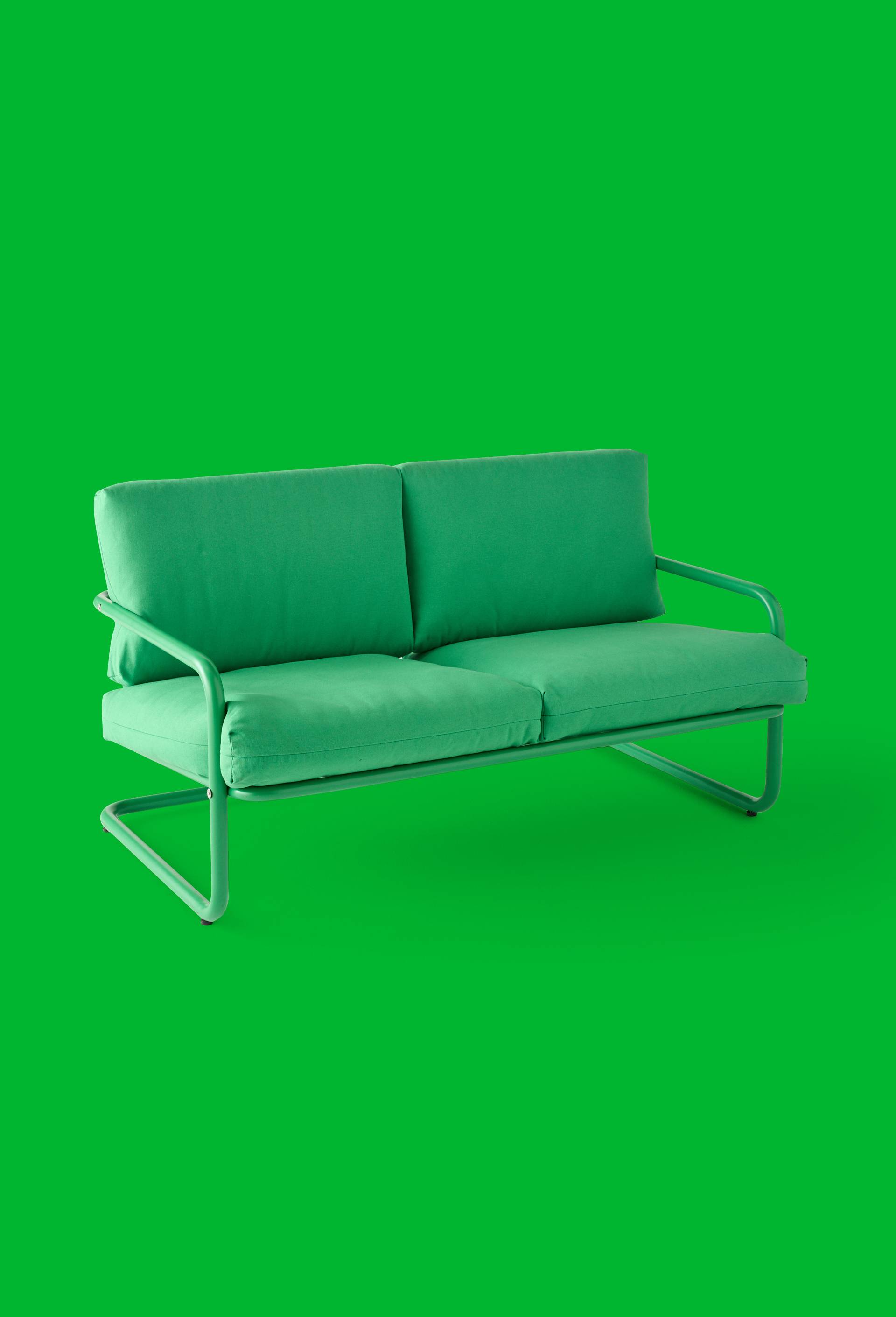 Exclu web - Canap&eacute; tubulaire vert, 68x75x120 cm - STUDIO PRISUNIC x MONOPRIX, Vert fonc&eacute;, large image number 0