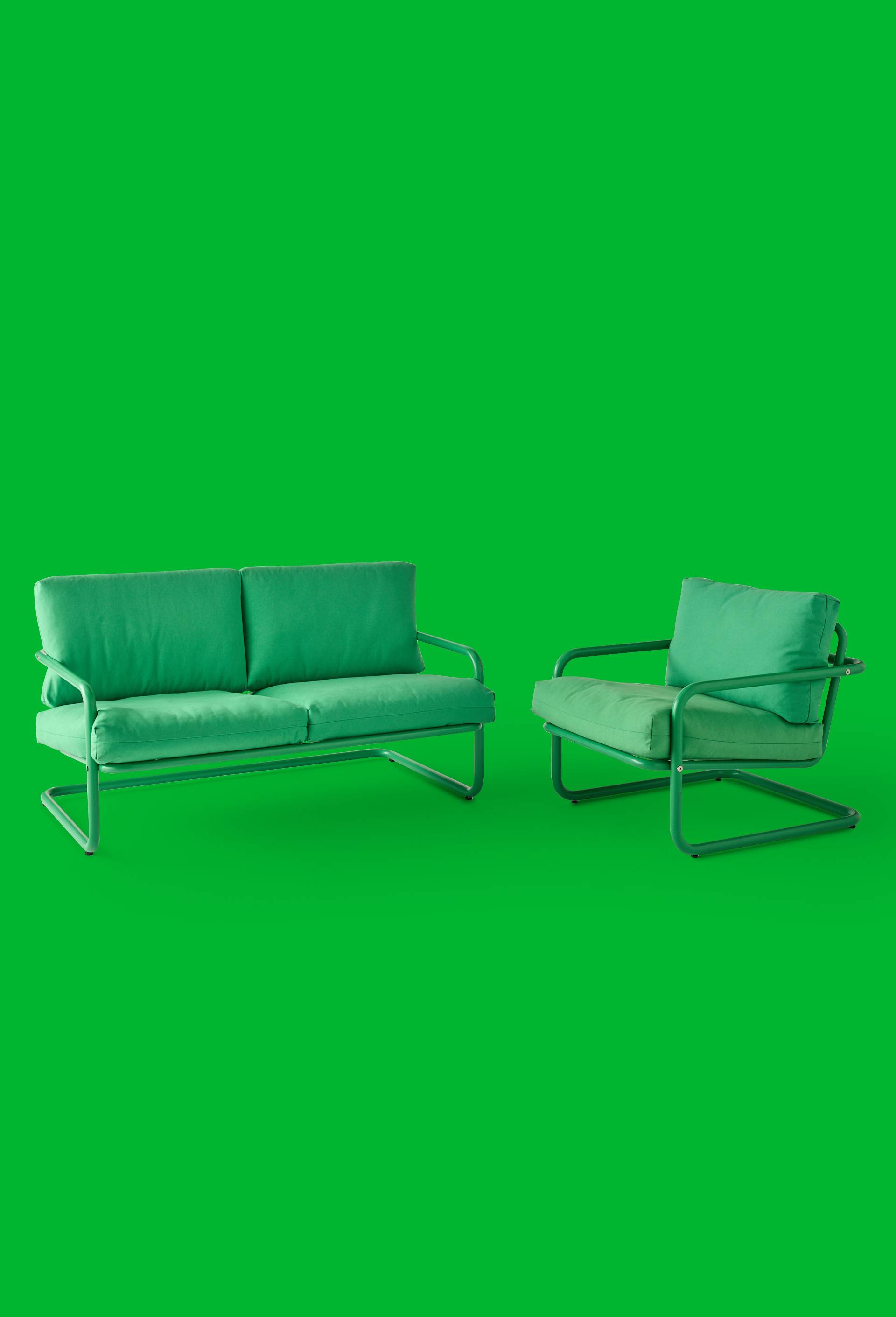 Exclu web - Canap&eacute; tubulaire vert, 68x75x120 cm - STUDIO PRISUNIC x MONOPRIX, Vert fonc&eacute;, large image number 1.0