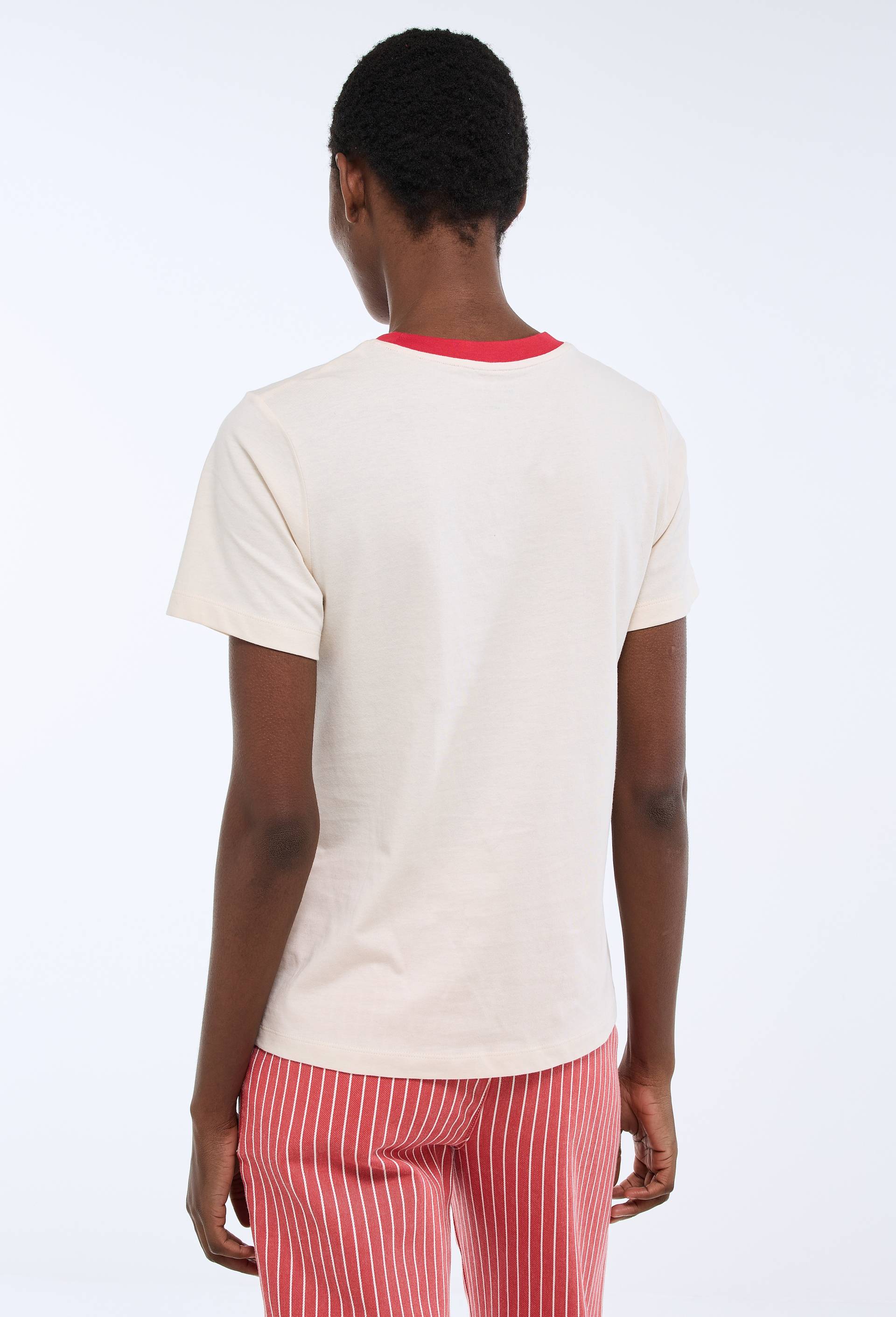 T-shirt &agrave; manches courtes avec imprim&eacute; plac&eacute; en coton BIO GOTS, Beige clair, large image number 2