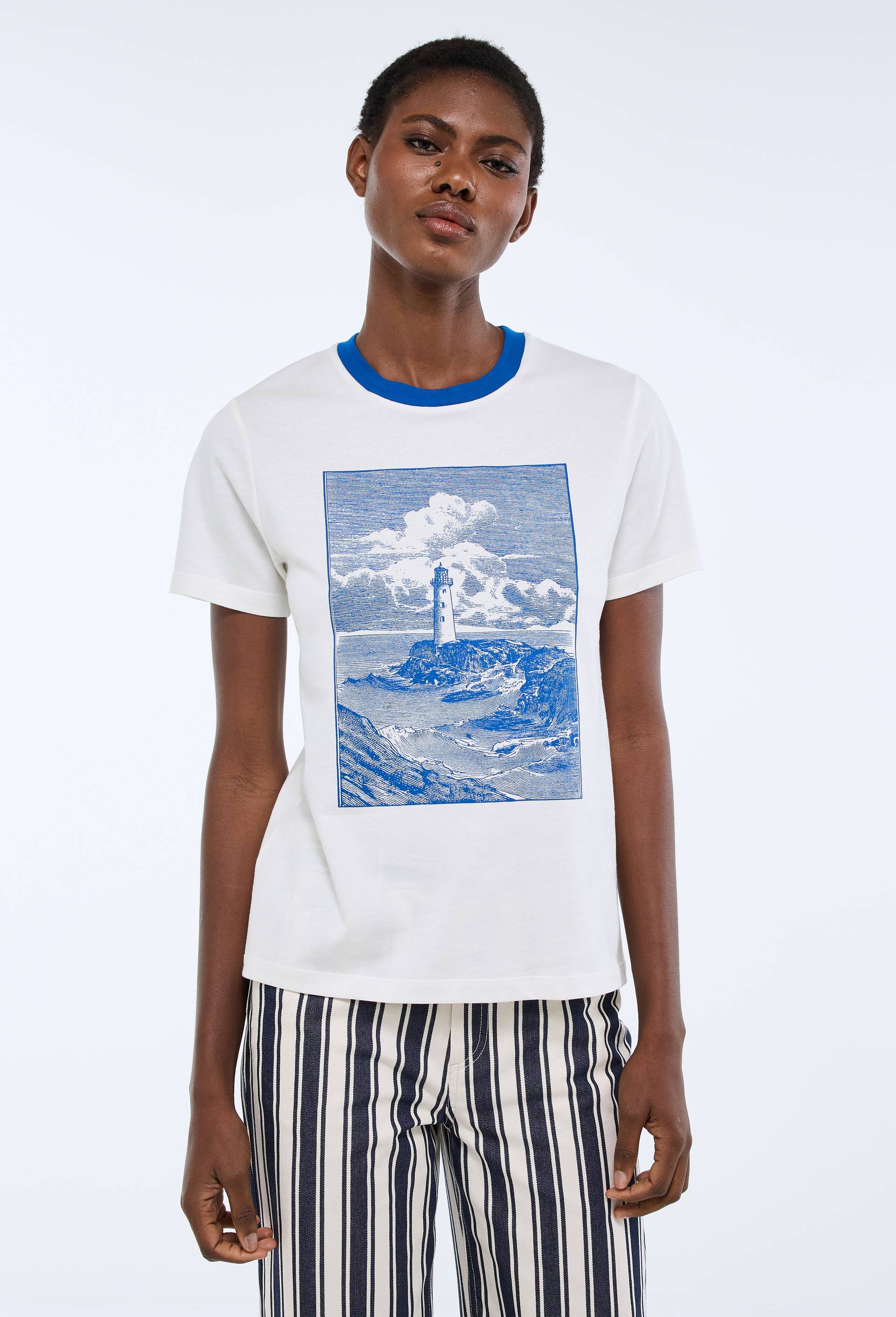 T-shirt &agrave; manches courtes avec imprim&eacute; plac&eacute;, Ecru, large image number 0.0