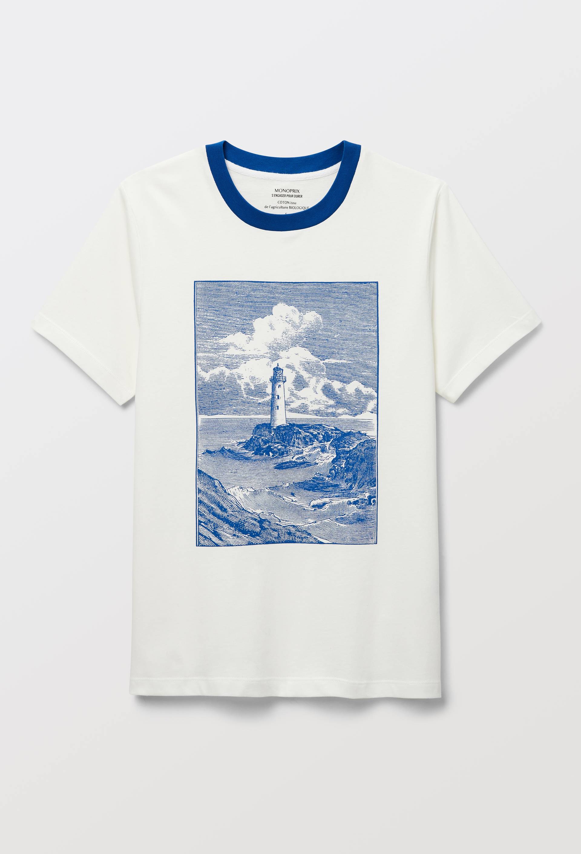 T-shirt &agrave; manches courtes avec imprim&eacute; plac&eacute;, Ecru, large image number 2