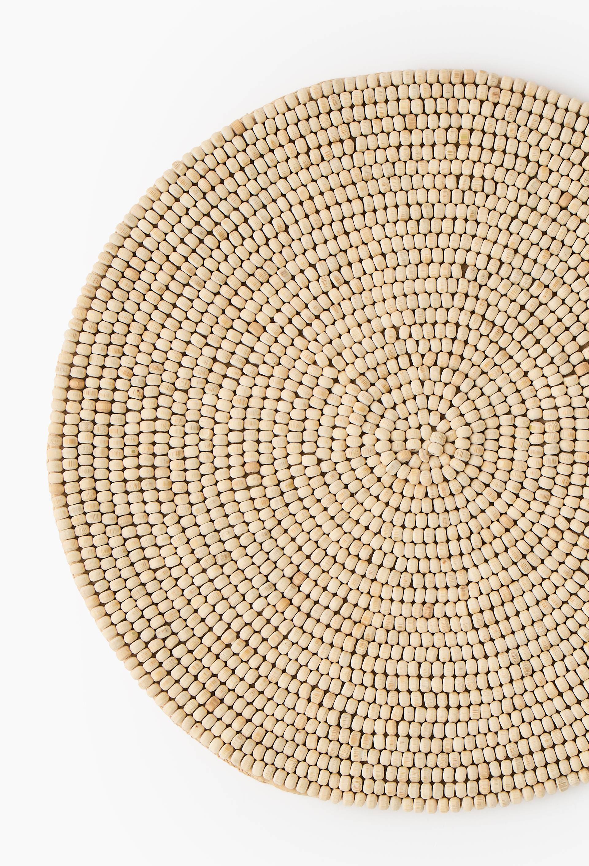 Set de table rond perles en bois, D33cm, Beige clair, large image number 1.0