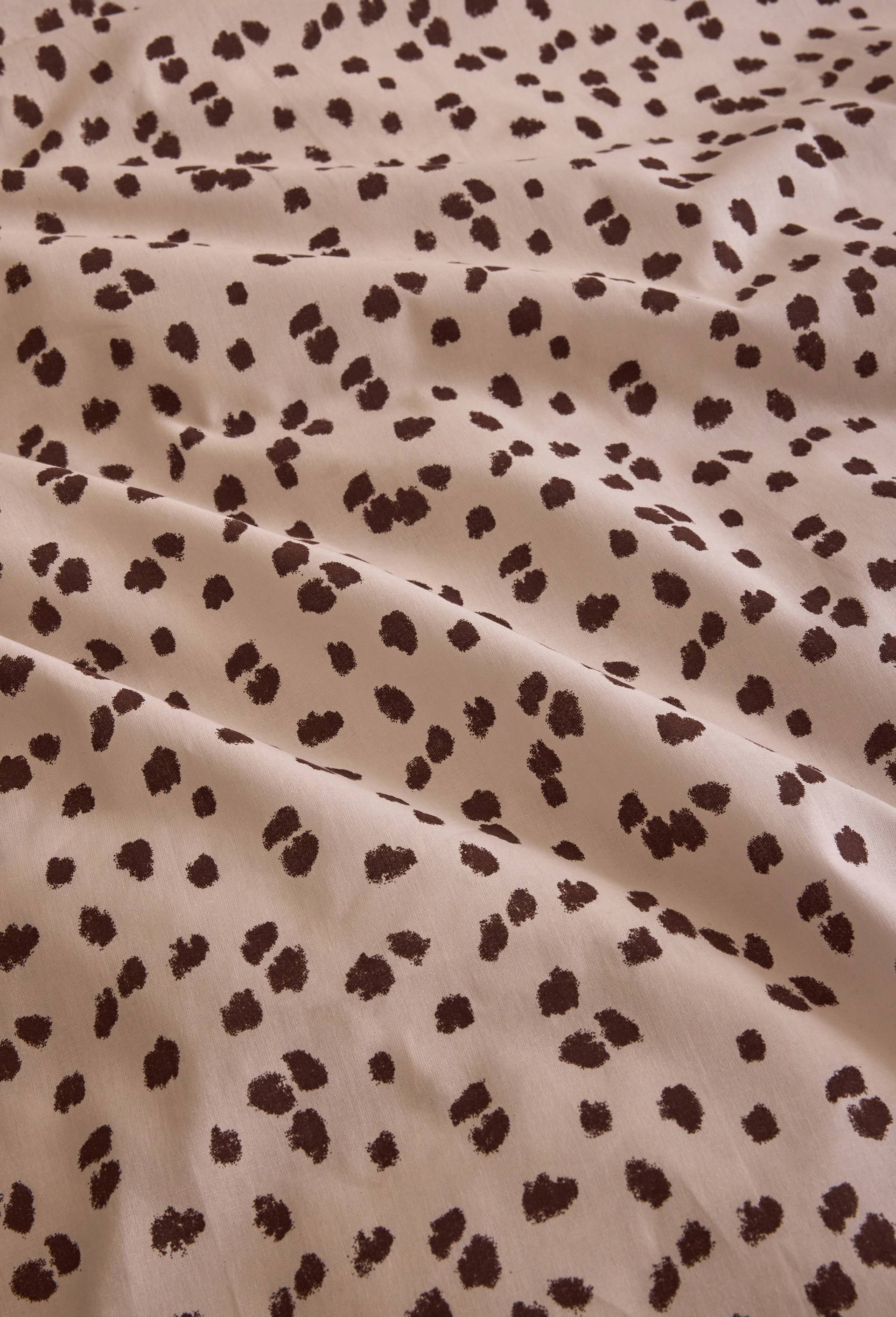 Lot housse de couette et 2 taies carr&eacute;es 63x63 cm imprim&eacute; peau de b&ecirc;te, 100% coton bio GOTS, Brun, large image number 2
