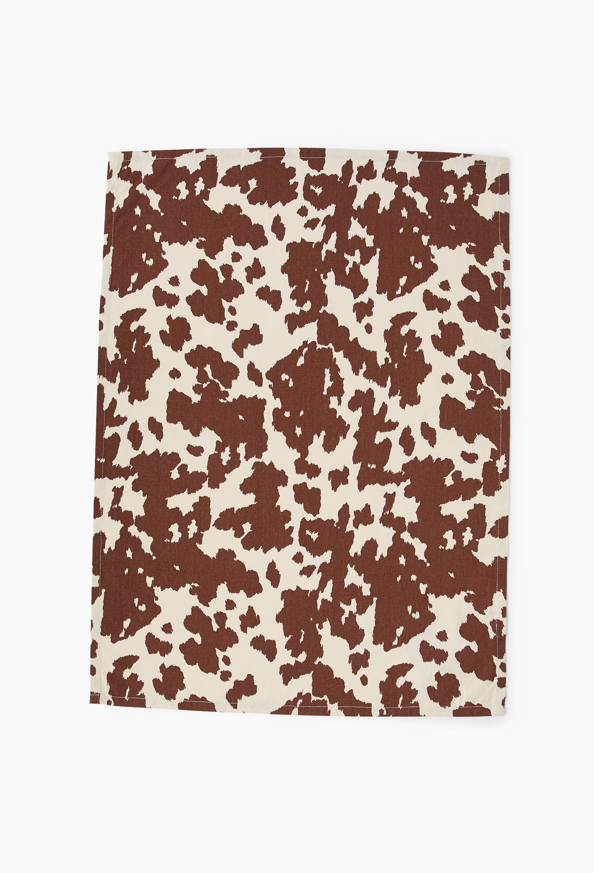 Torchon print peau de vache, 50x70cm, 100% coton, Brun, large image number 1