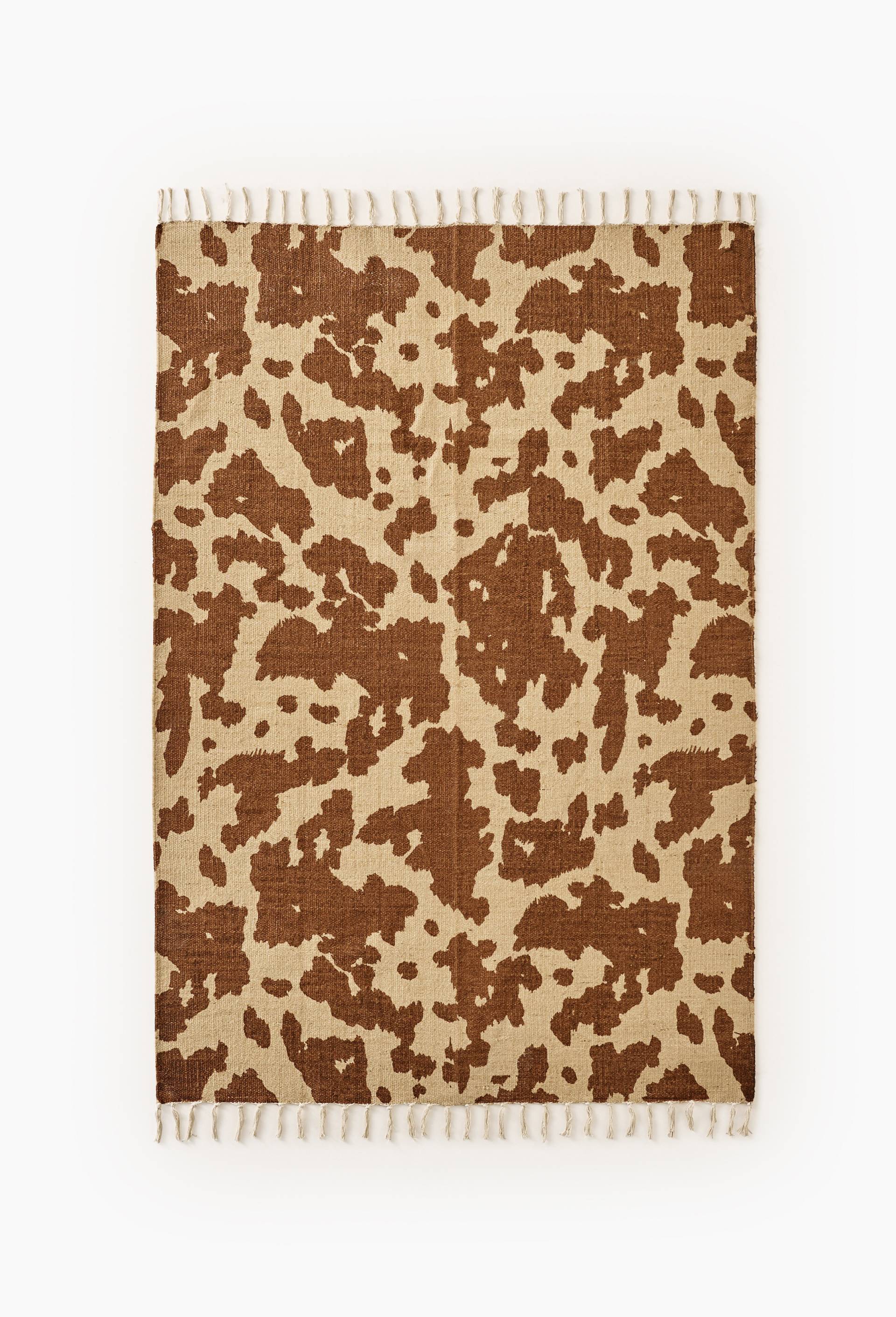 Tapis imprim&eacute;, 120x180cm, en coton et jute, Brun fonc&eacute;, large image number 2