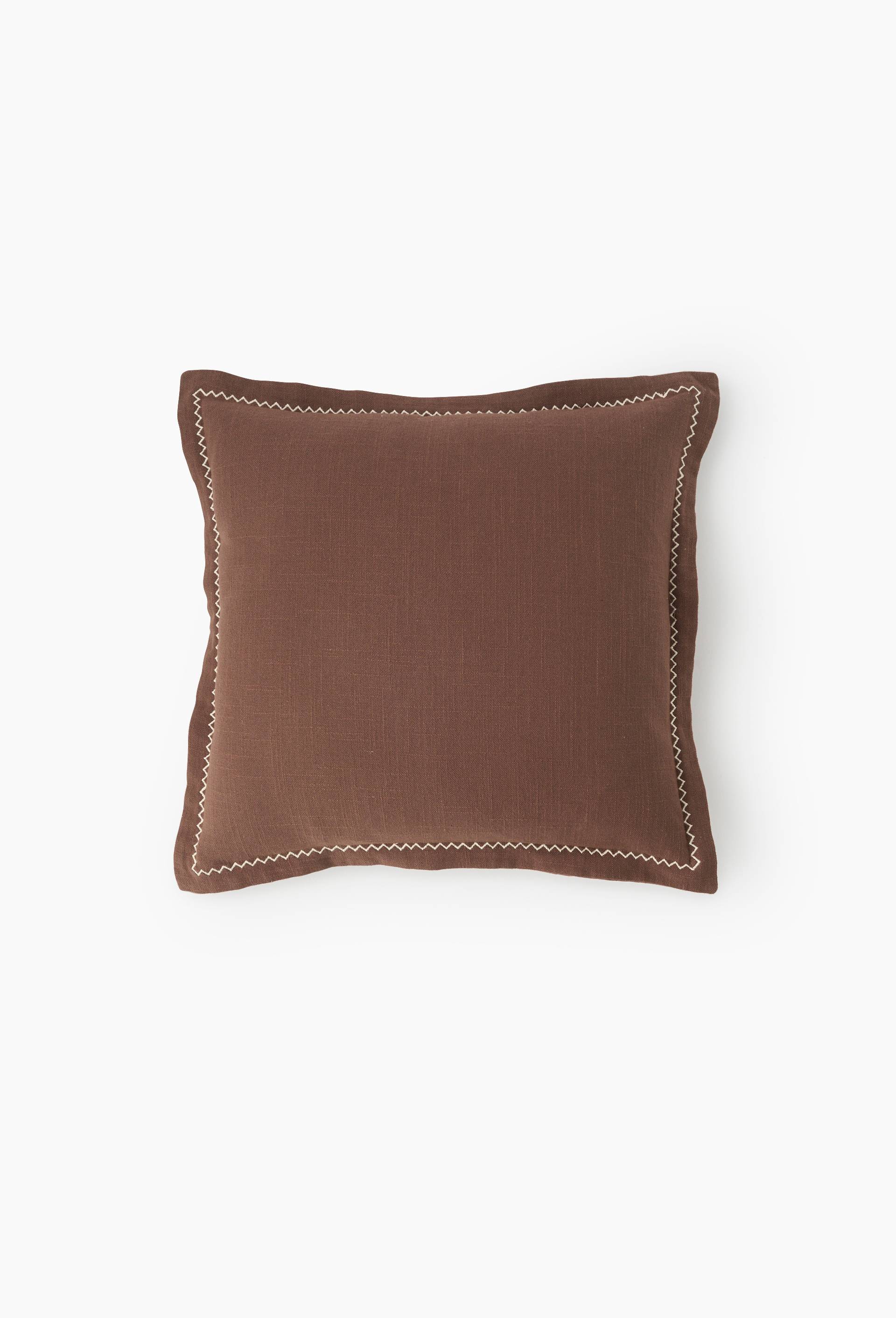 Coussin marron point de croix, 45X45cm, 100% coton, Brun fonc&eacute;, large image number 0