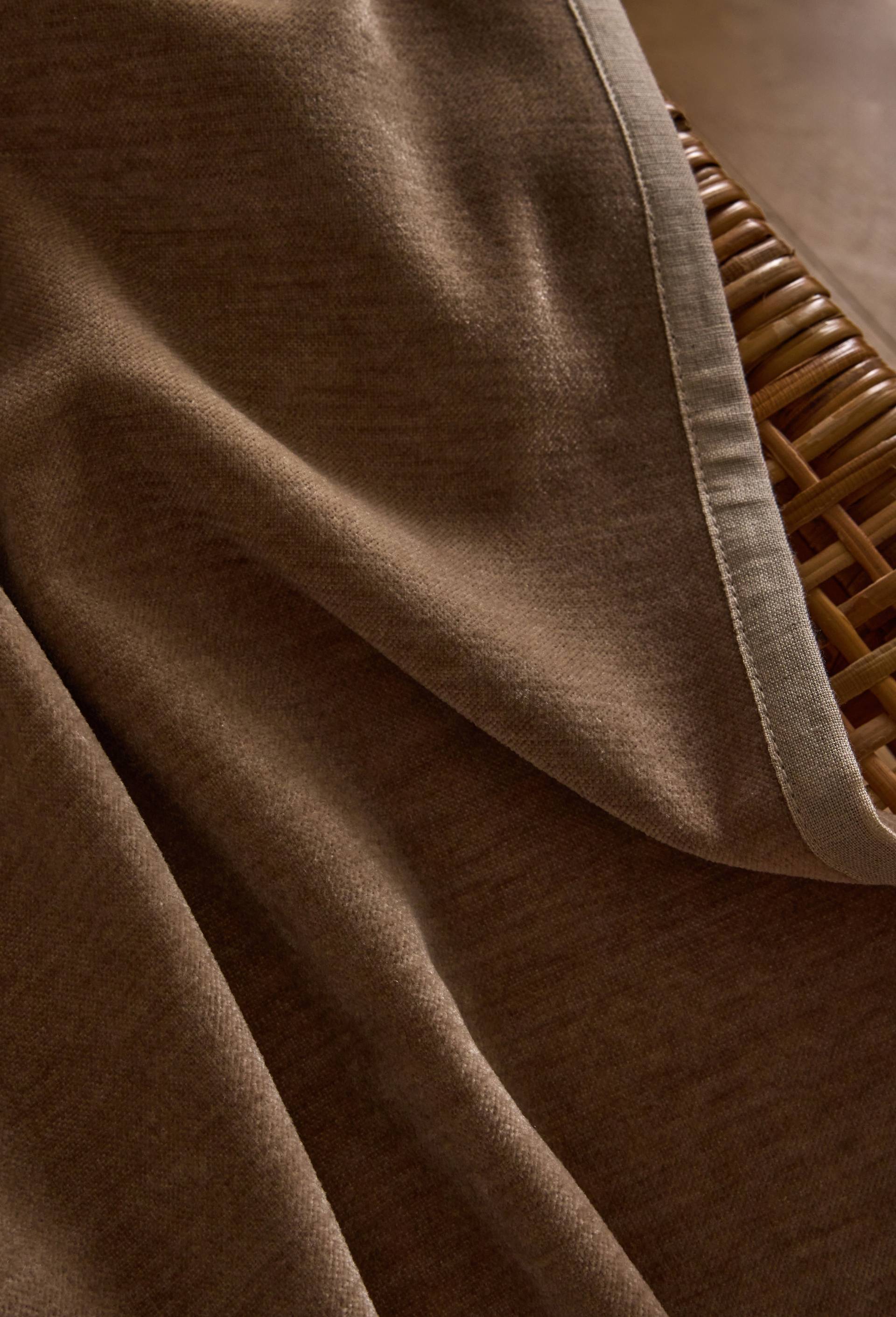 Plaid chenille, bord coton-lin, 130x170cm, en polyester recycl&eacute;, Beige, large image number 2.0