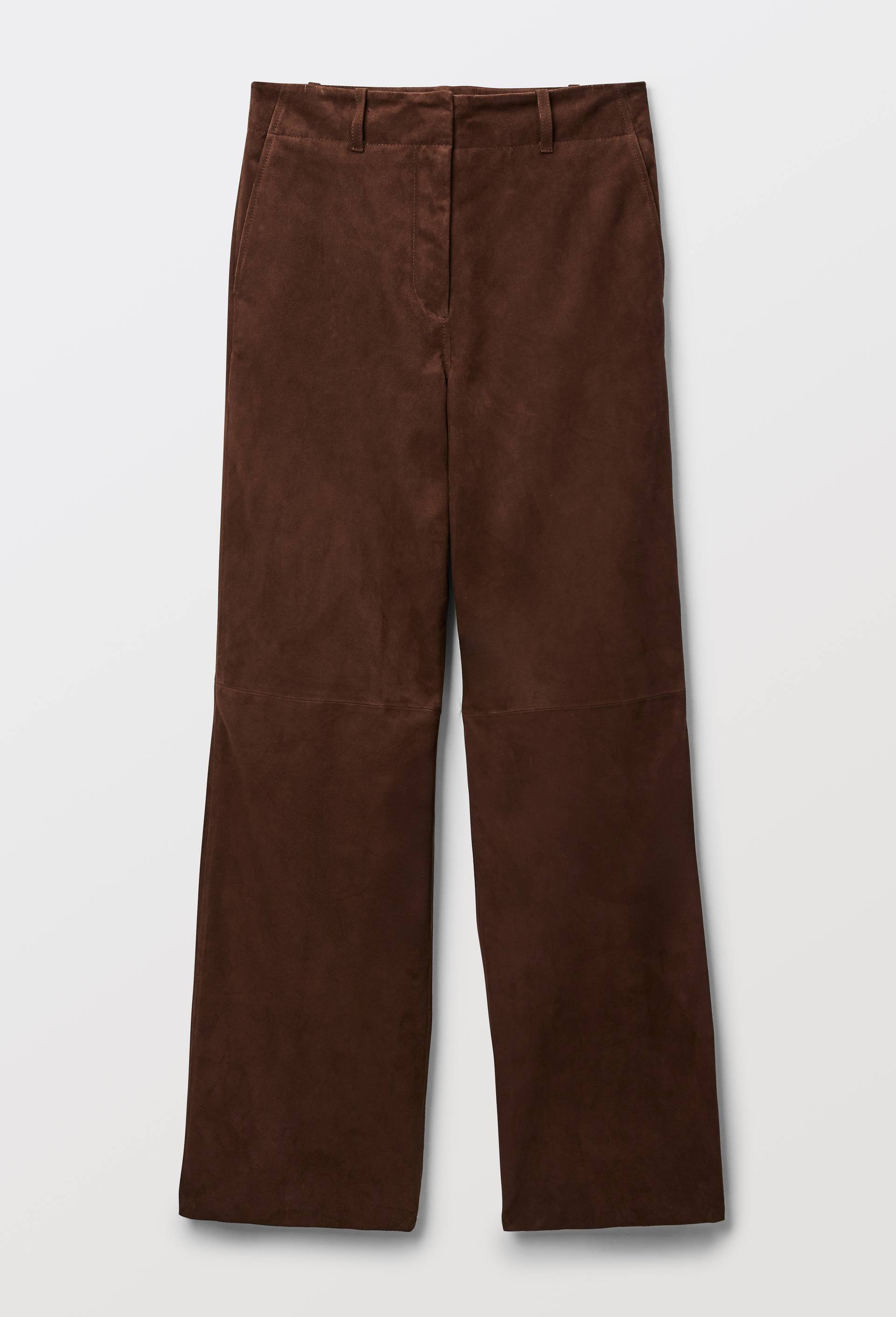 Pantalon large taille haute en cuir de ch&egrave;vre, Brun fonc&eacute;, large image number 2