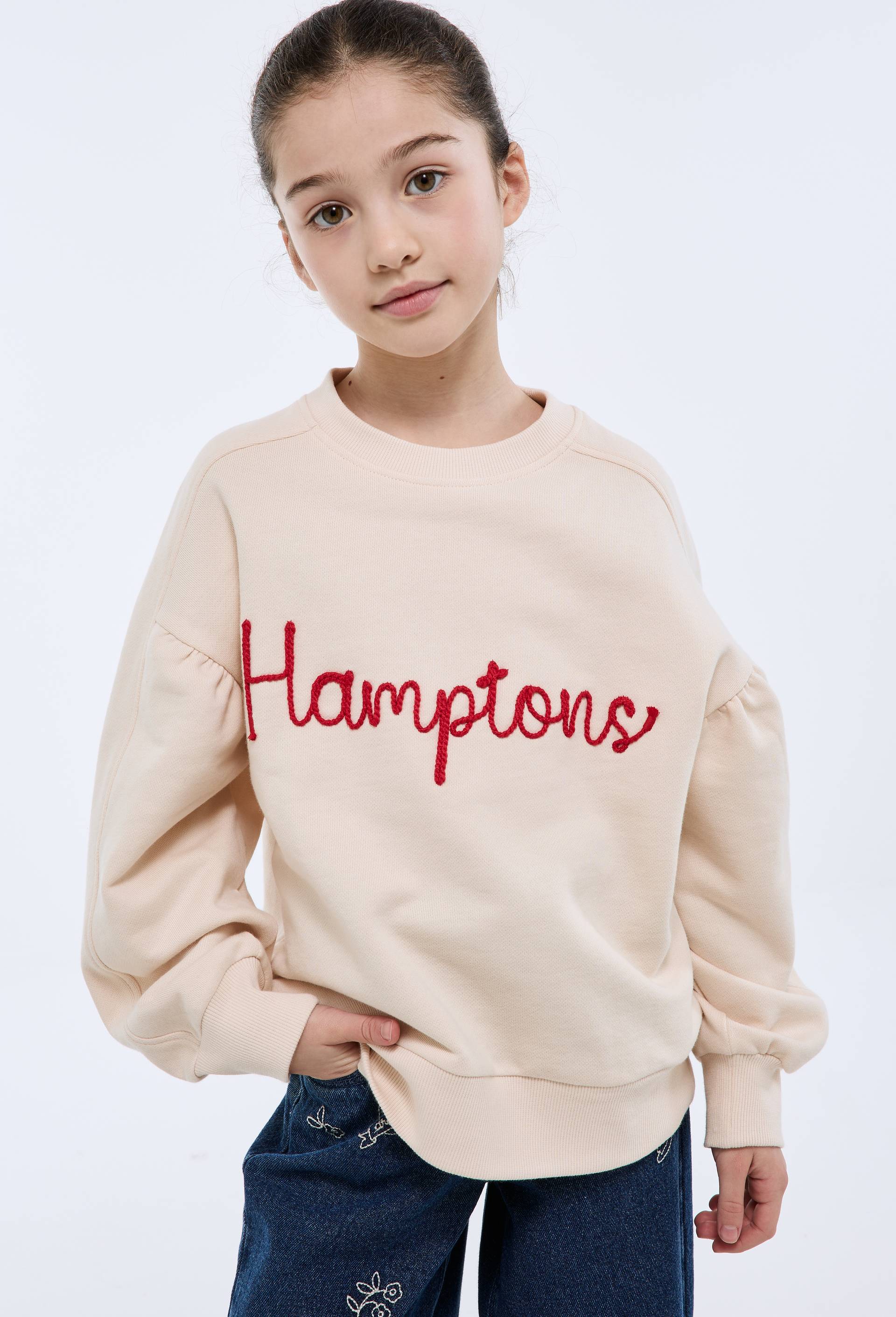 Sweat brod&eacute; Hamptons, Beige clair, large image number 1