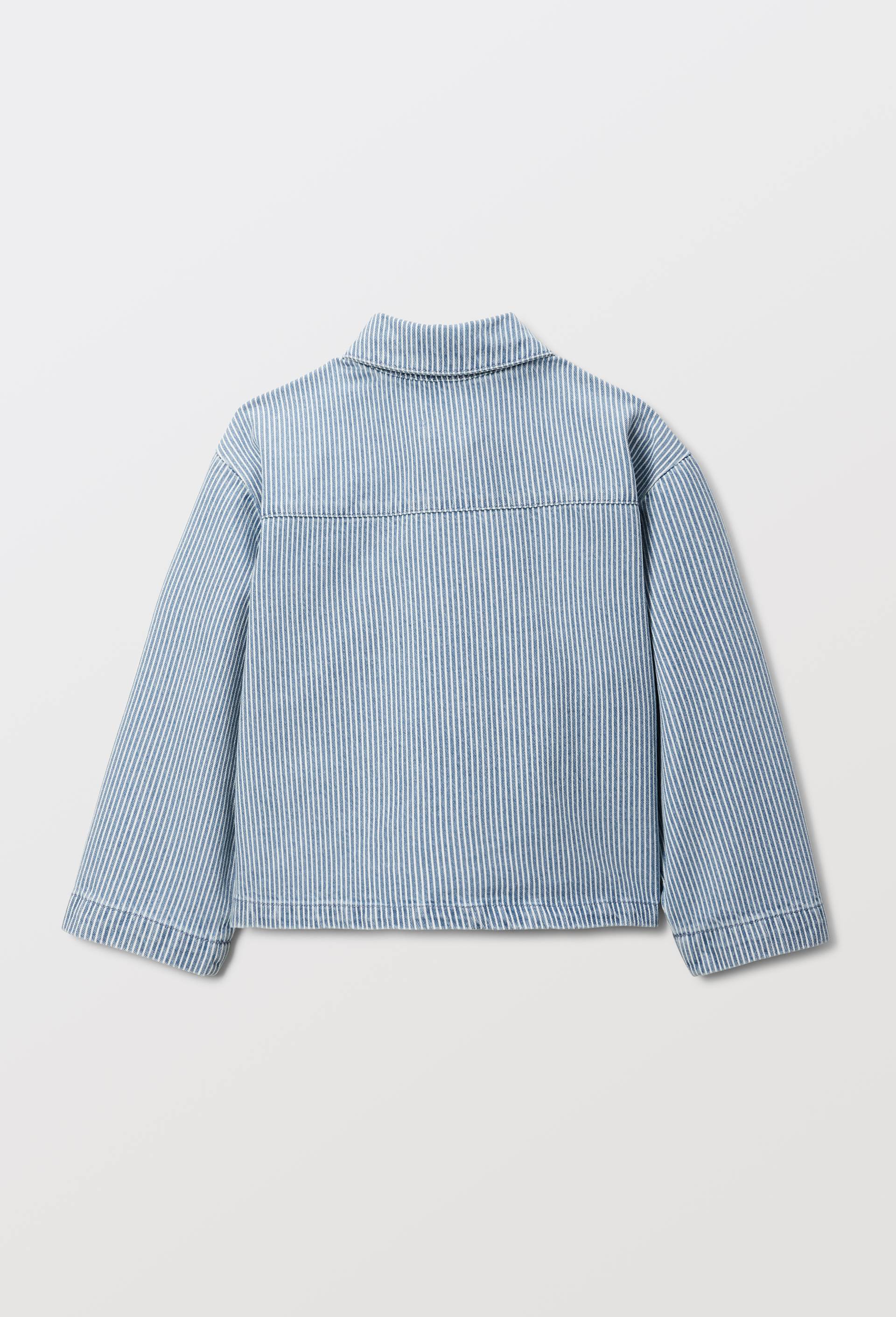 Veste en jean ray&eacute;e brod&eacute;e, Bleu clair, large image number 3.0