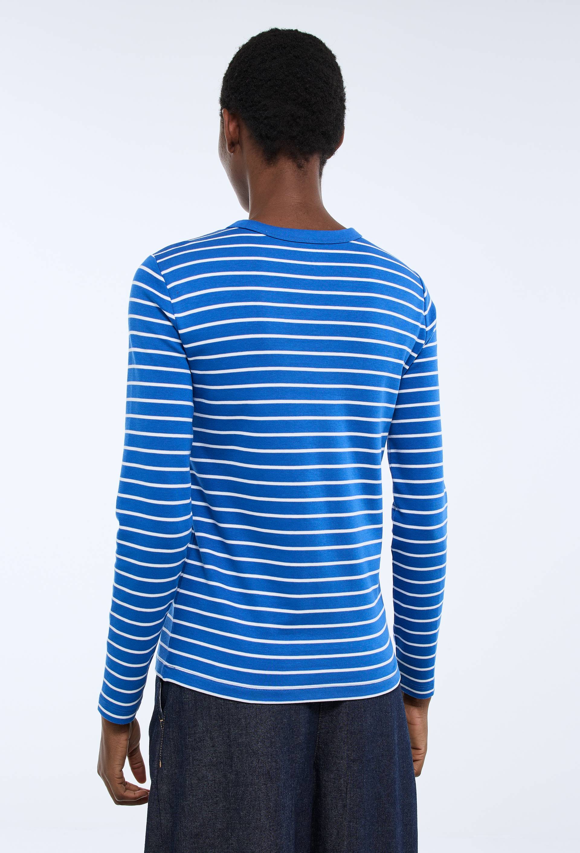 T-shirt &agrave; manches longues ray&eacute; &eacute;pais en coton BIO GOTS, Bleu, large image number 2