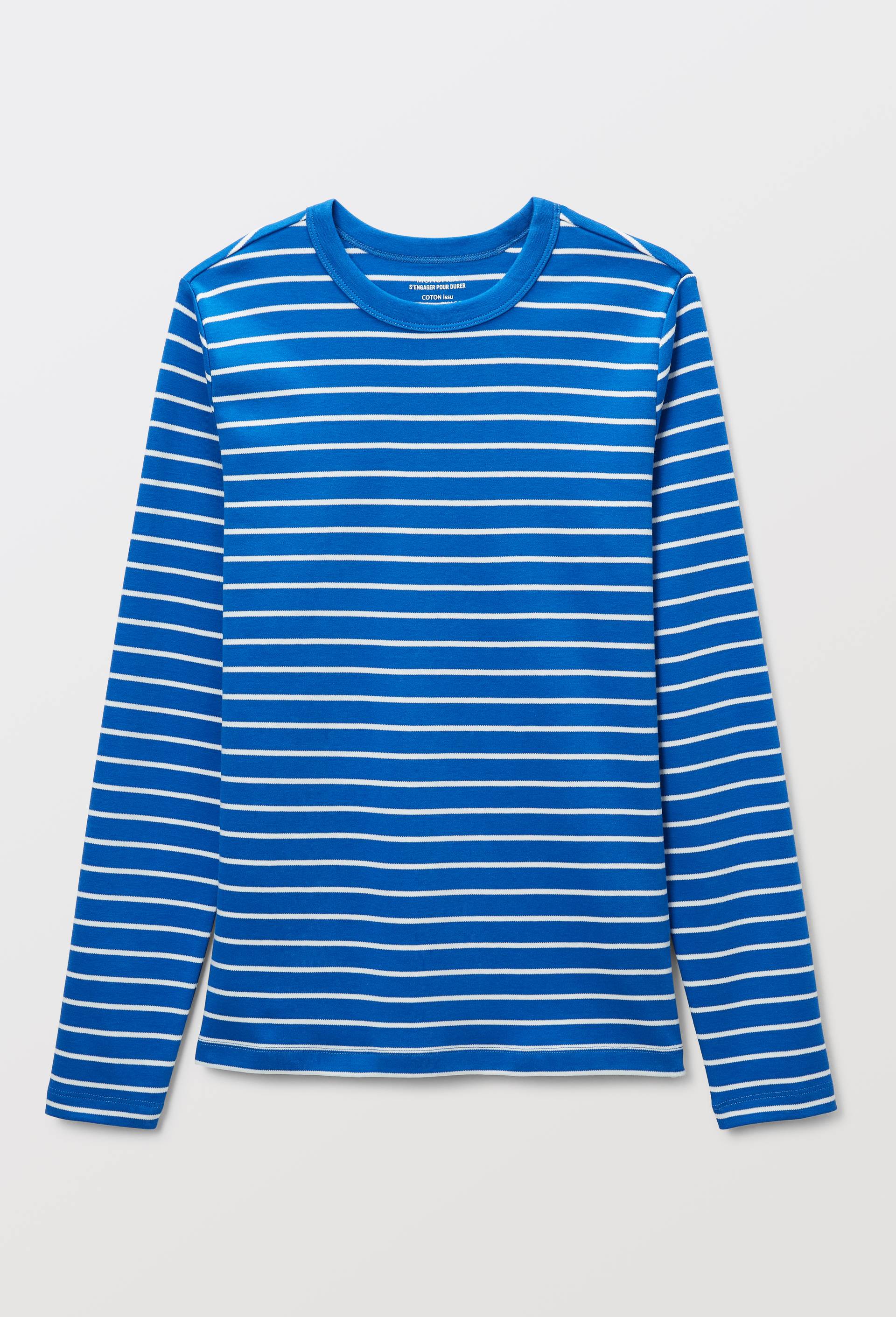 T-shirt &agrave; manches longues ray&eacute; &eacute;pais en coton BIO GOTS, Bleu, large image number 3.0