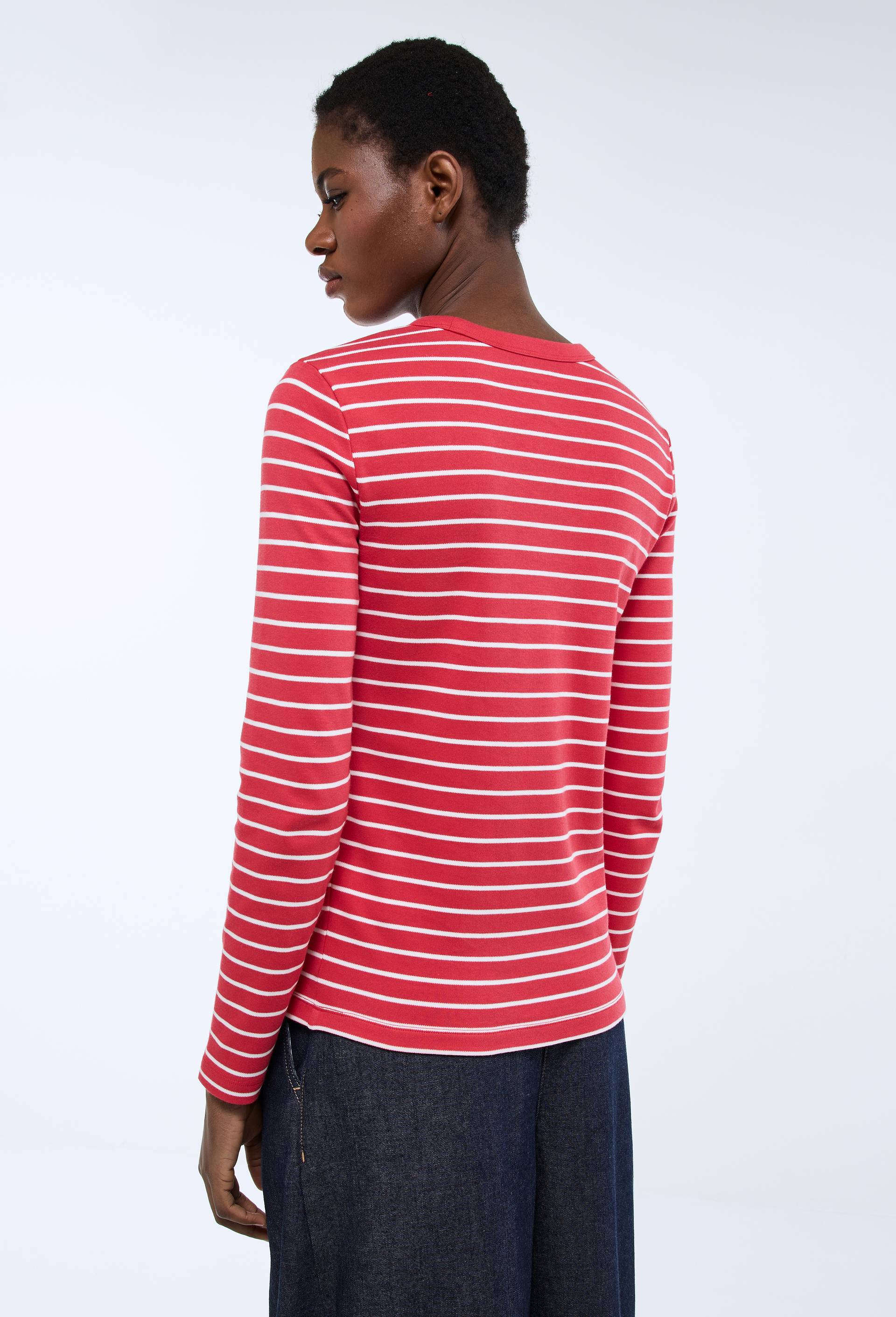 T-shirt &agrave; manches longues ray&eacute; &eacute;pais en coton BIO GOTS, Rouge, large image number 1.0