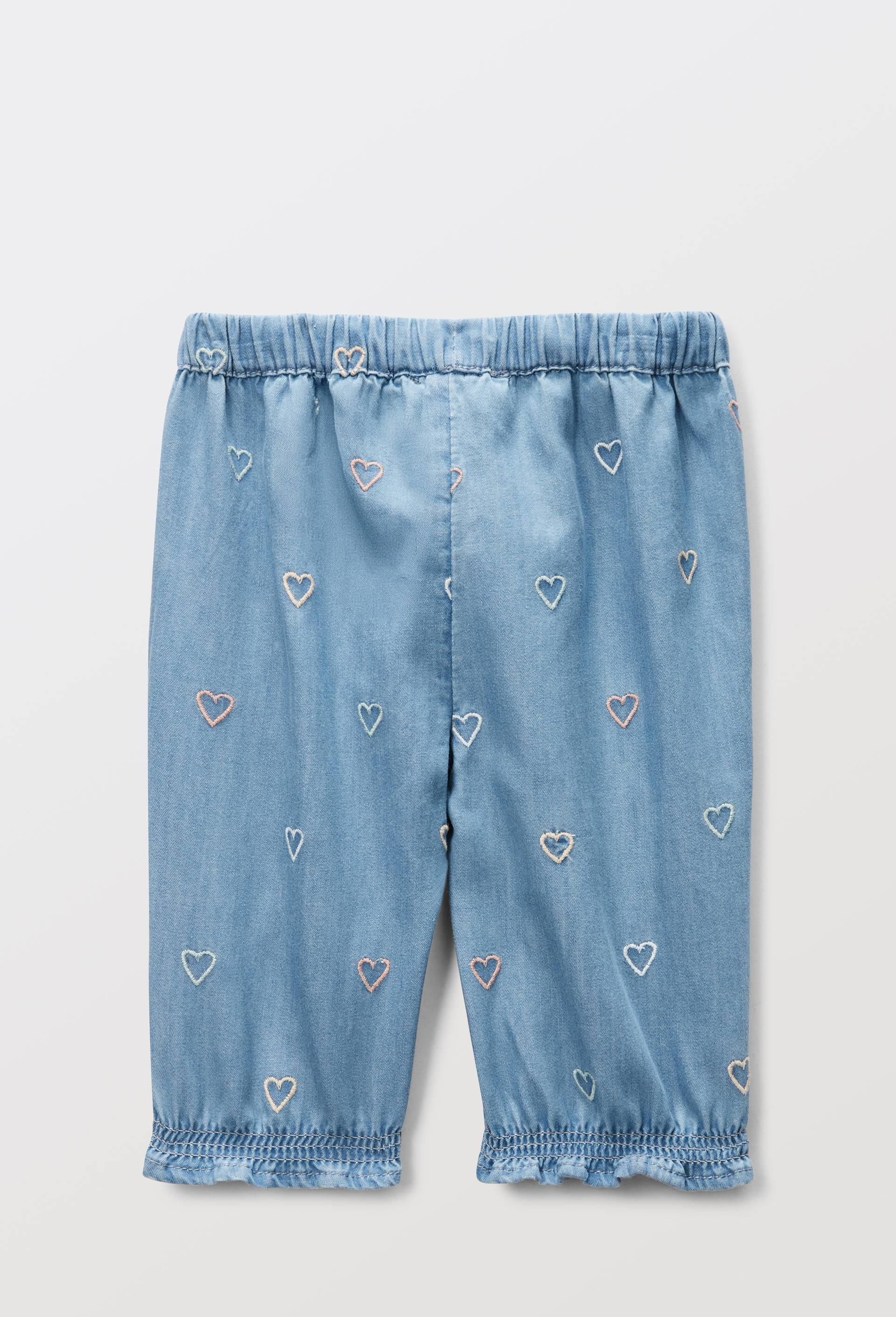 Pantalon brod&eacute;e en chambray en coton BIO GOTS, Bleu clair, large image number 1