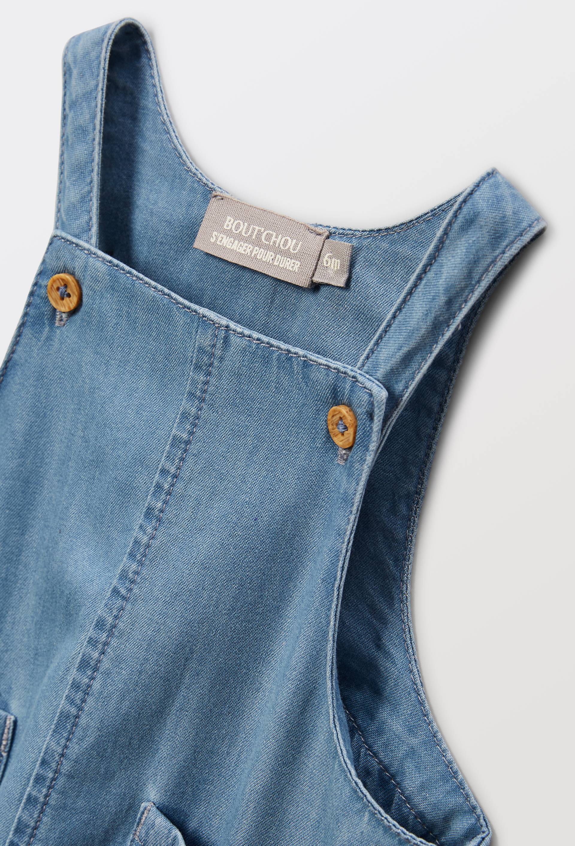 Barboteuse en chambray en coton BIO GOTS, Bleu clair, large image number 5