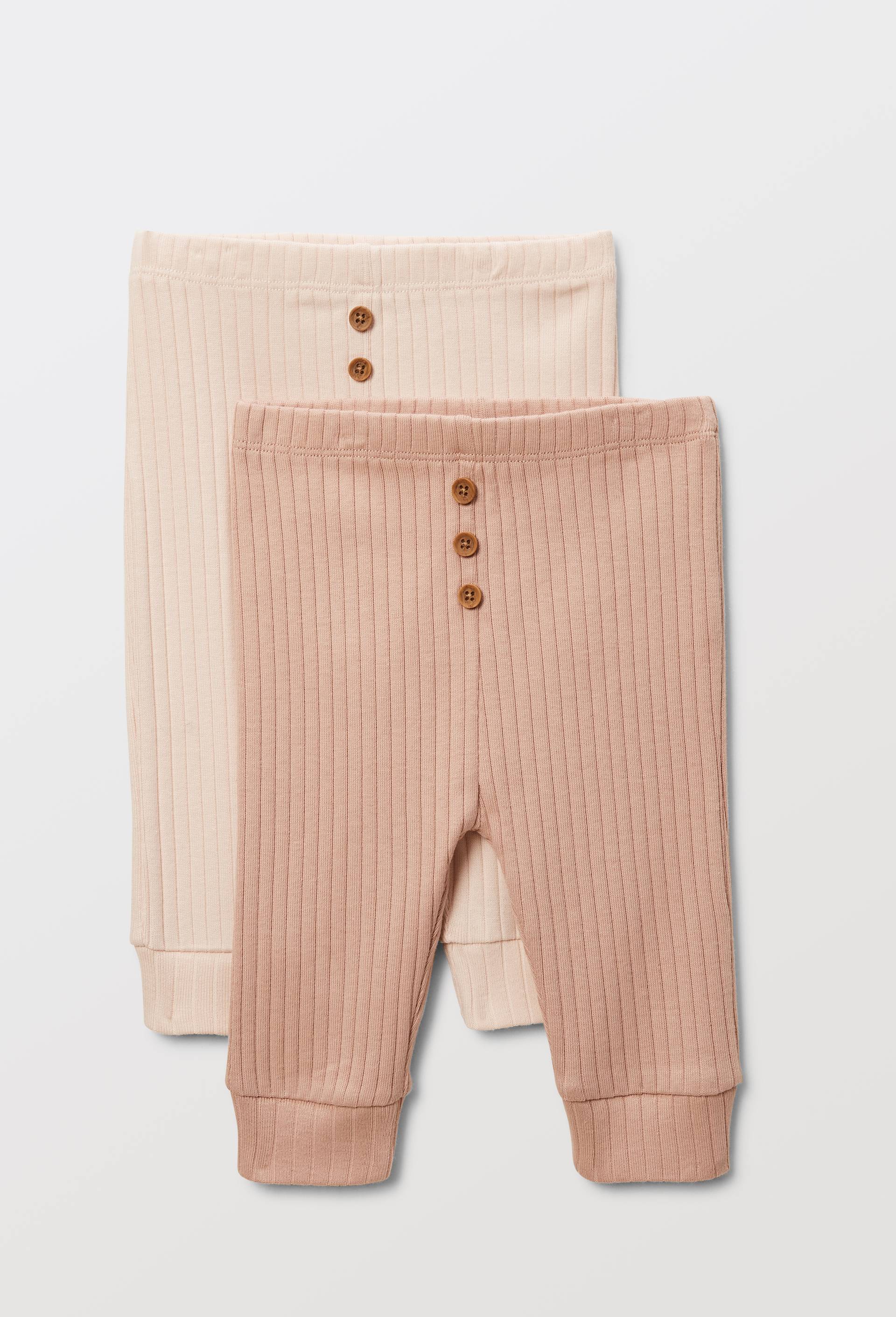 Lot de 2 leggings unis en coton BIO GOTS, Rose clair, large image number 0