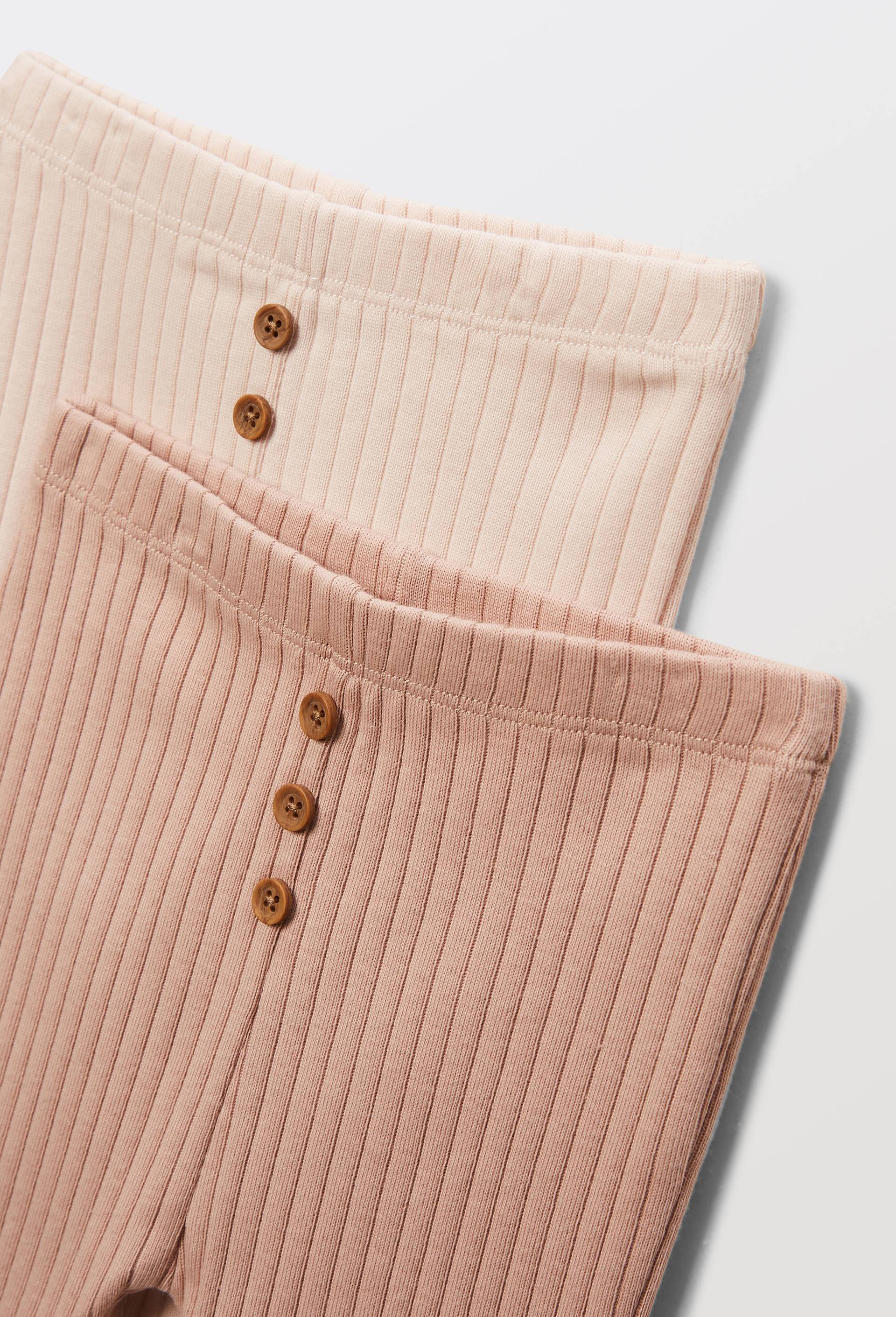 Lot de 2 leggings unis en coton BIO GOTS, Rose clair, large image number 2