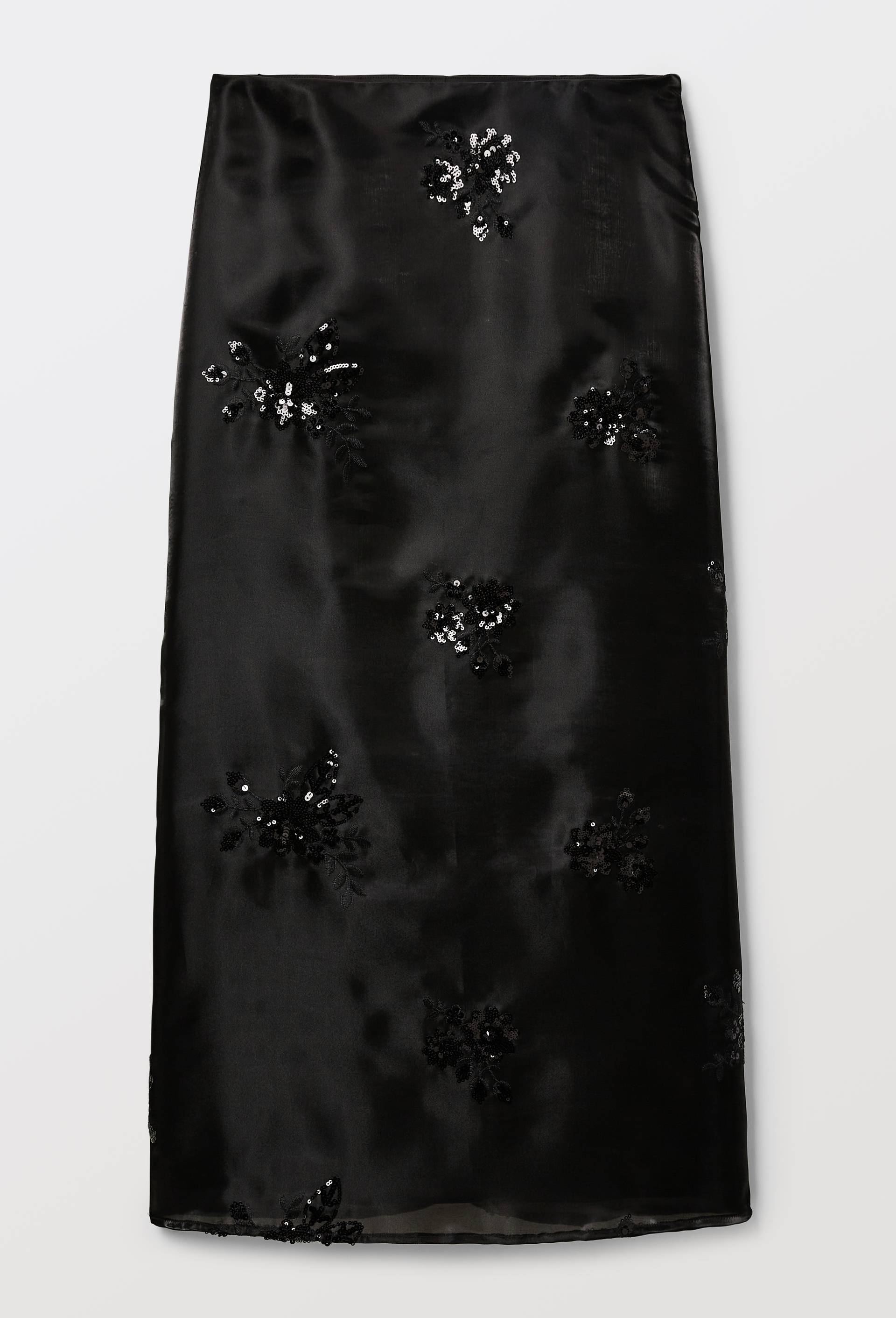 Jupe midi en sequins brod&eacute;s, Noir, large image number 2