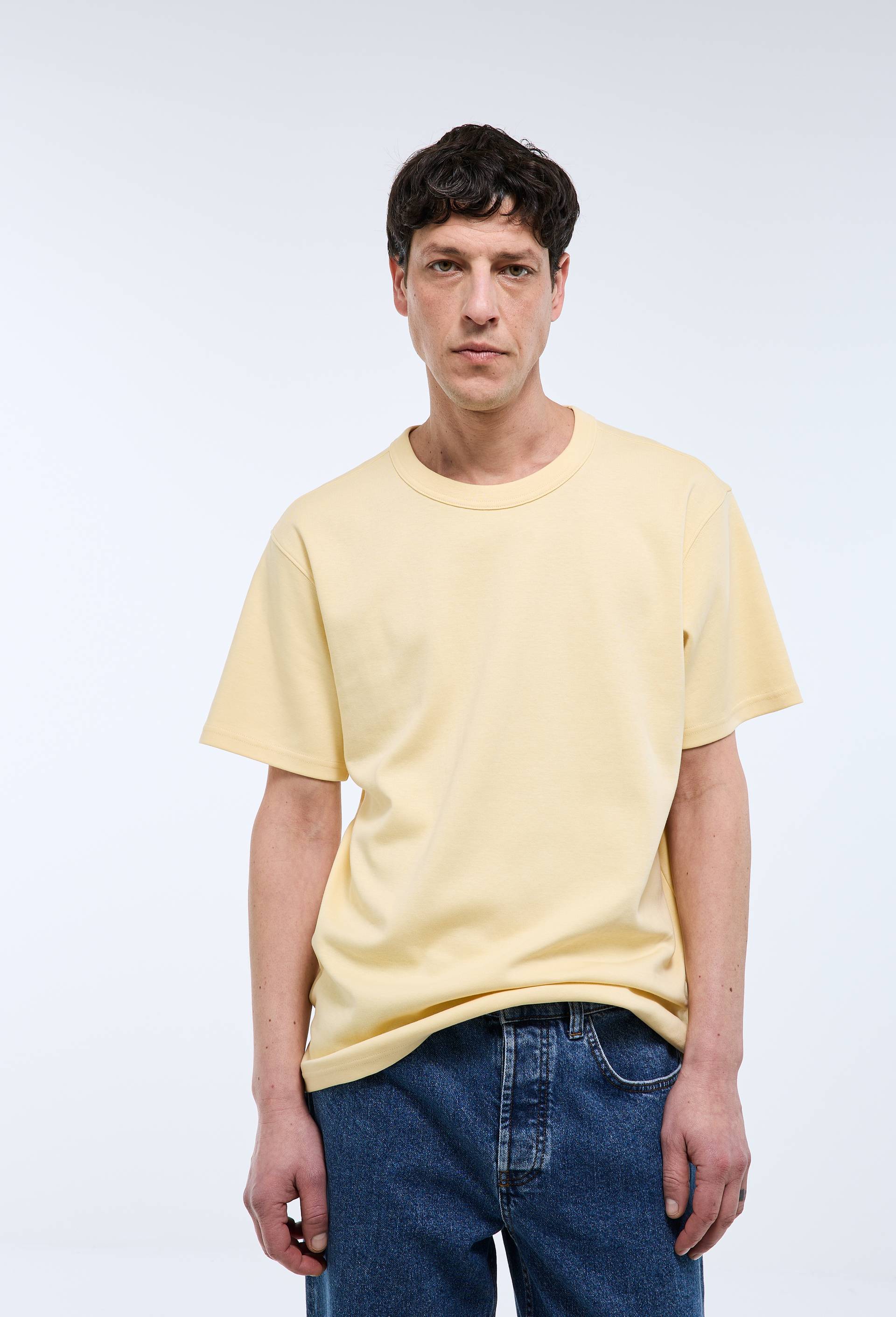 T-shirt manches courtes interlock en coton BIO GOTS, Jaune clair, large image number 0.0