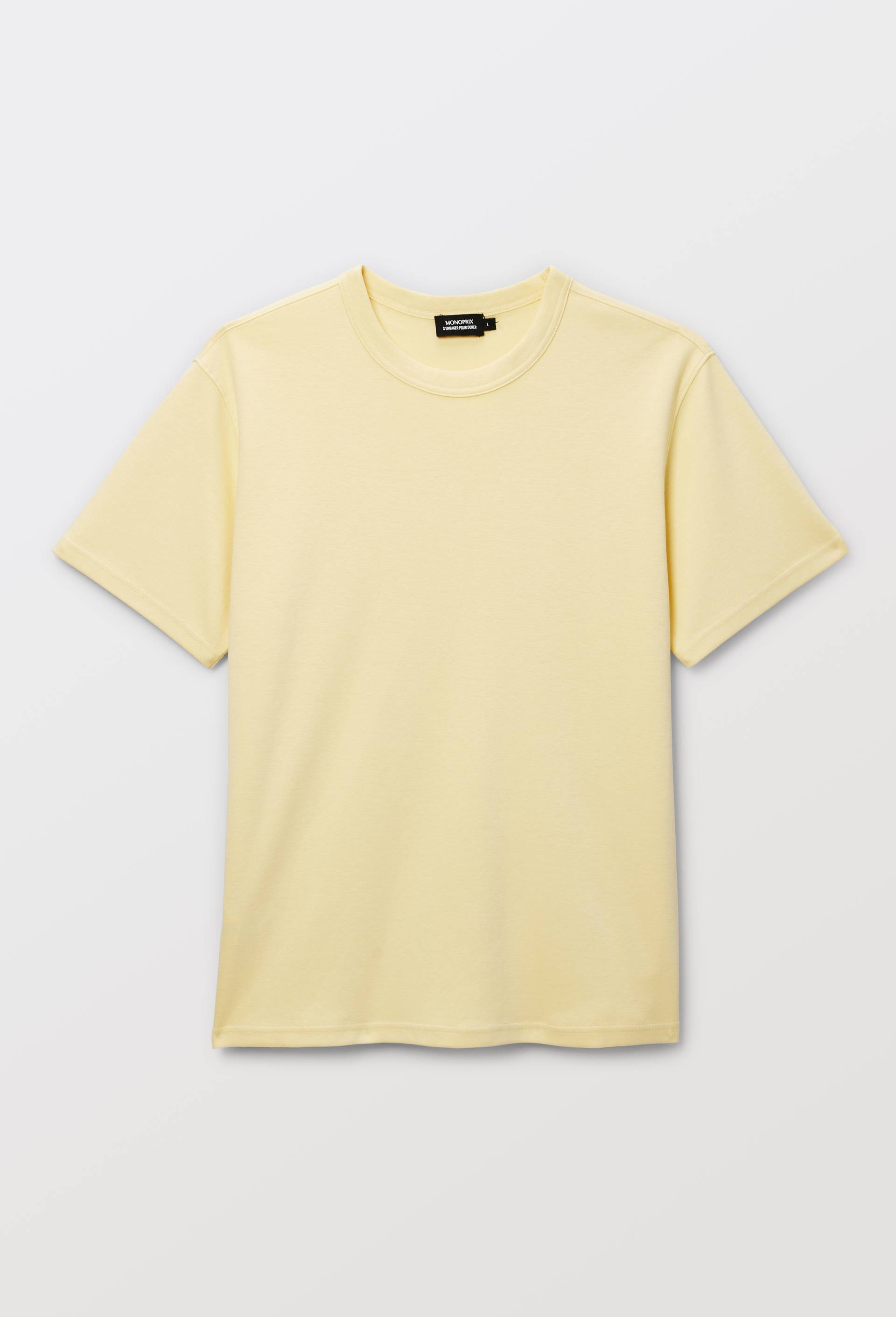 T-shirt manches courtes interlock en coton BIO GOTS, Jaune clair, large image number 2.0