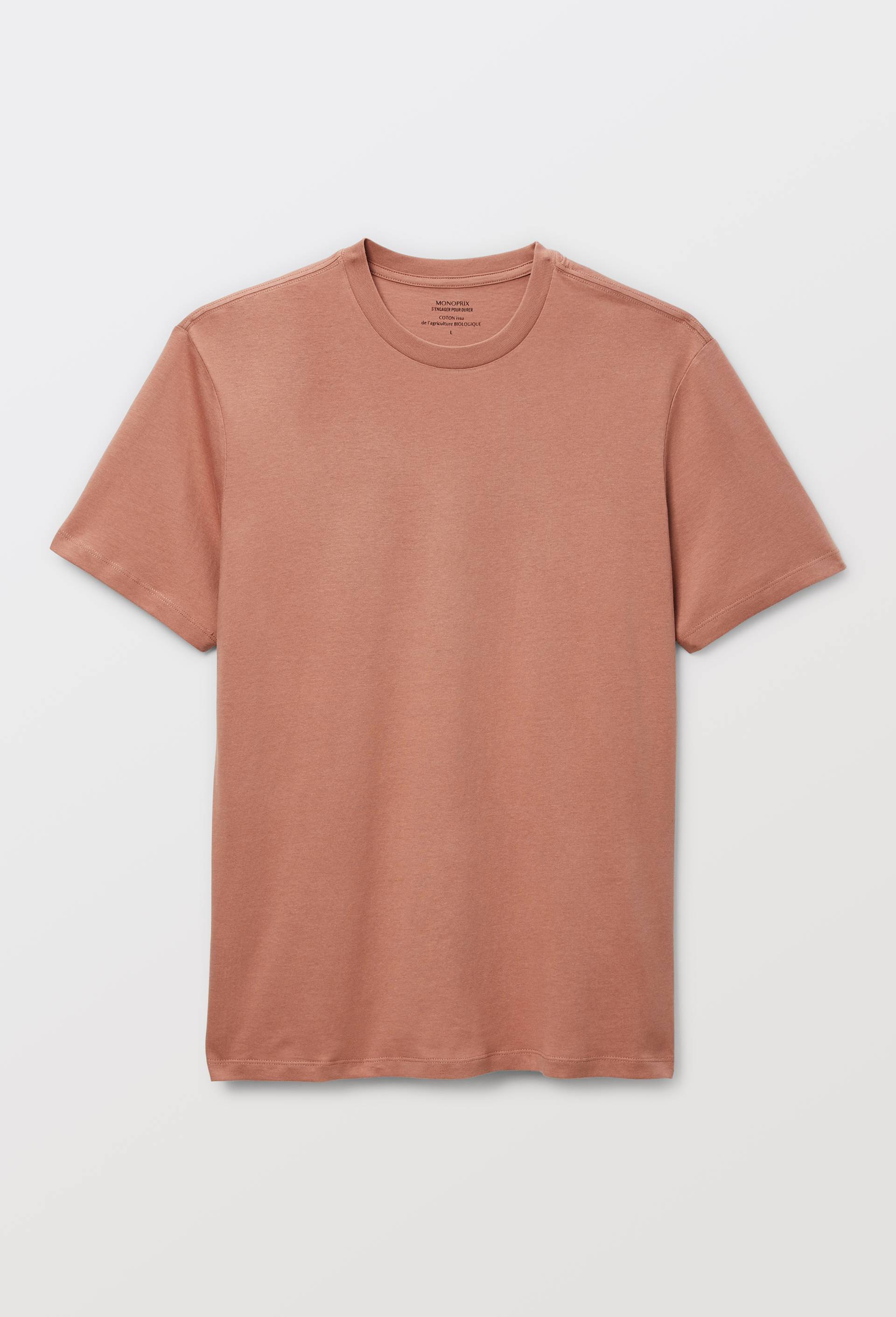 T-shirt manches courtes col rond en coton BIO GOTS, Brun clair, large image number 2