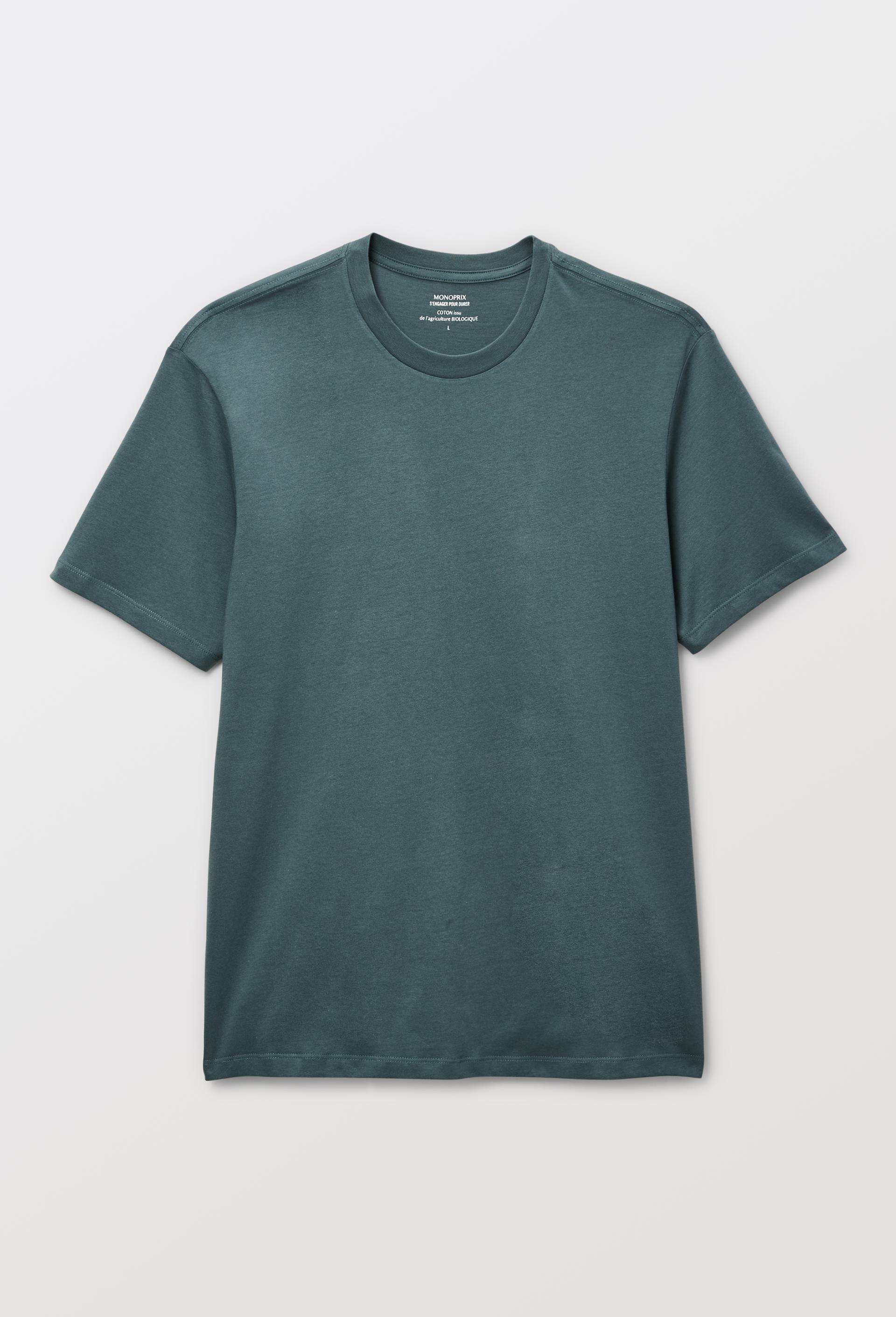 T-shirt manches courtes col rond en coton BIO GOTS, Vert fonc&eacute;, large image number 2