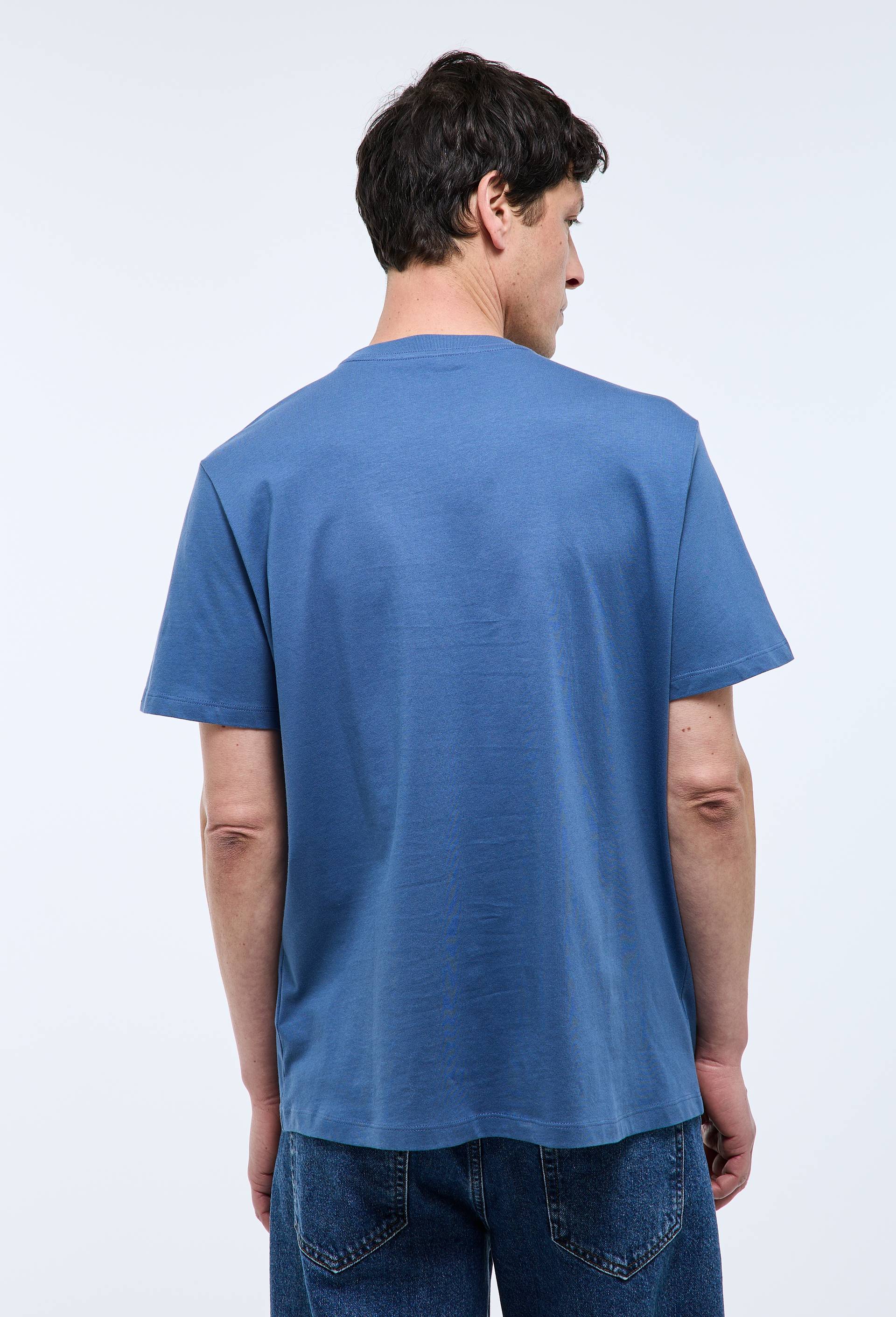T-shirt manches courtes col rond en coton BIO GOTS, Bleu, large image number 1