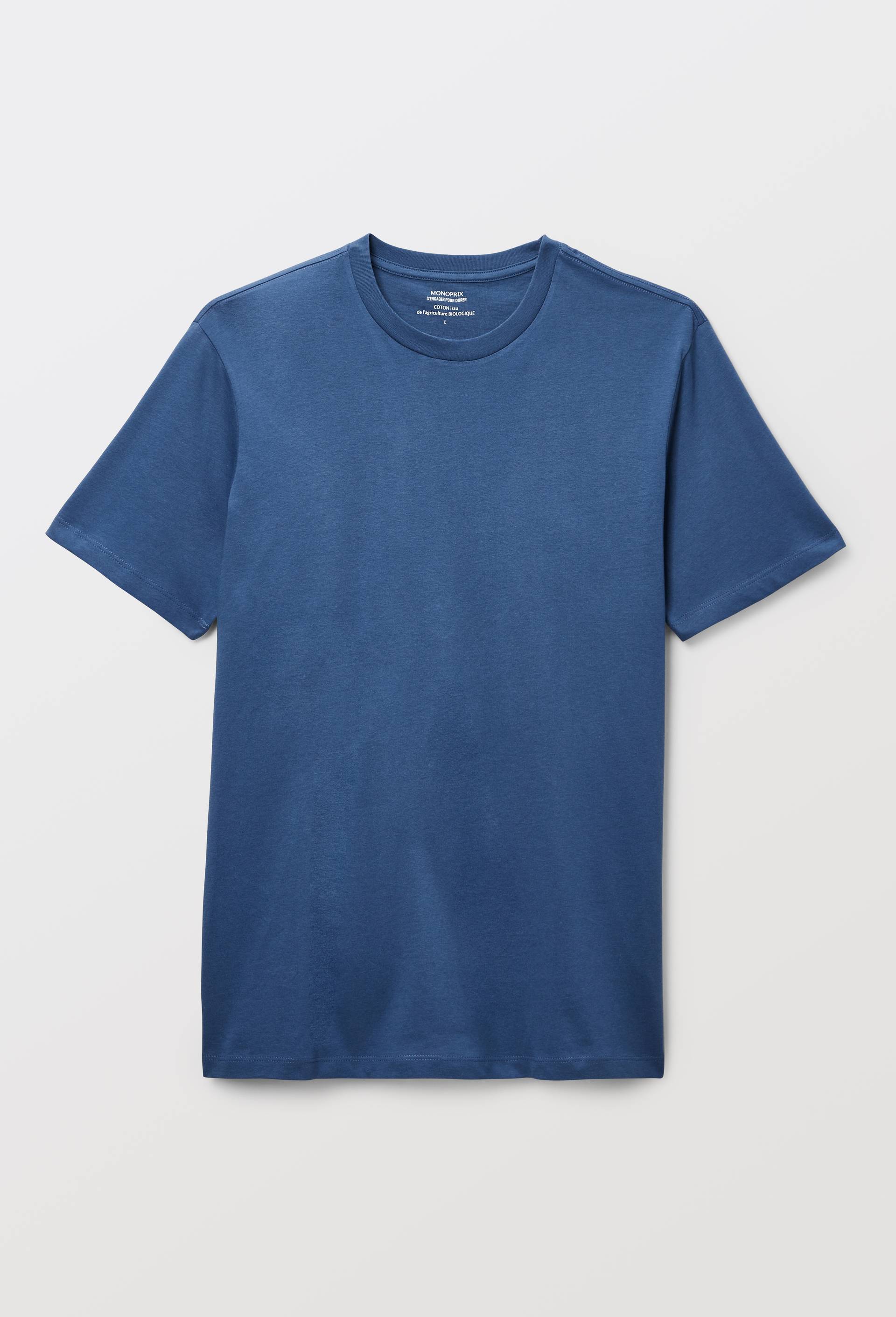 T-shirt manches courtes col rond en coton BIO GOTS, Bleu, large image number 2