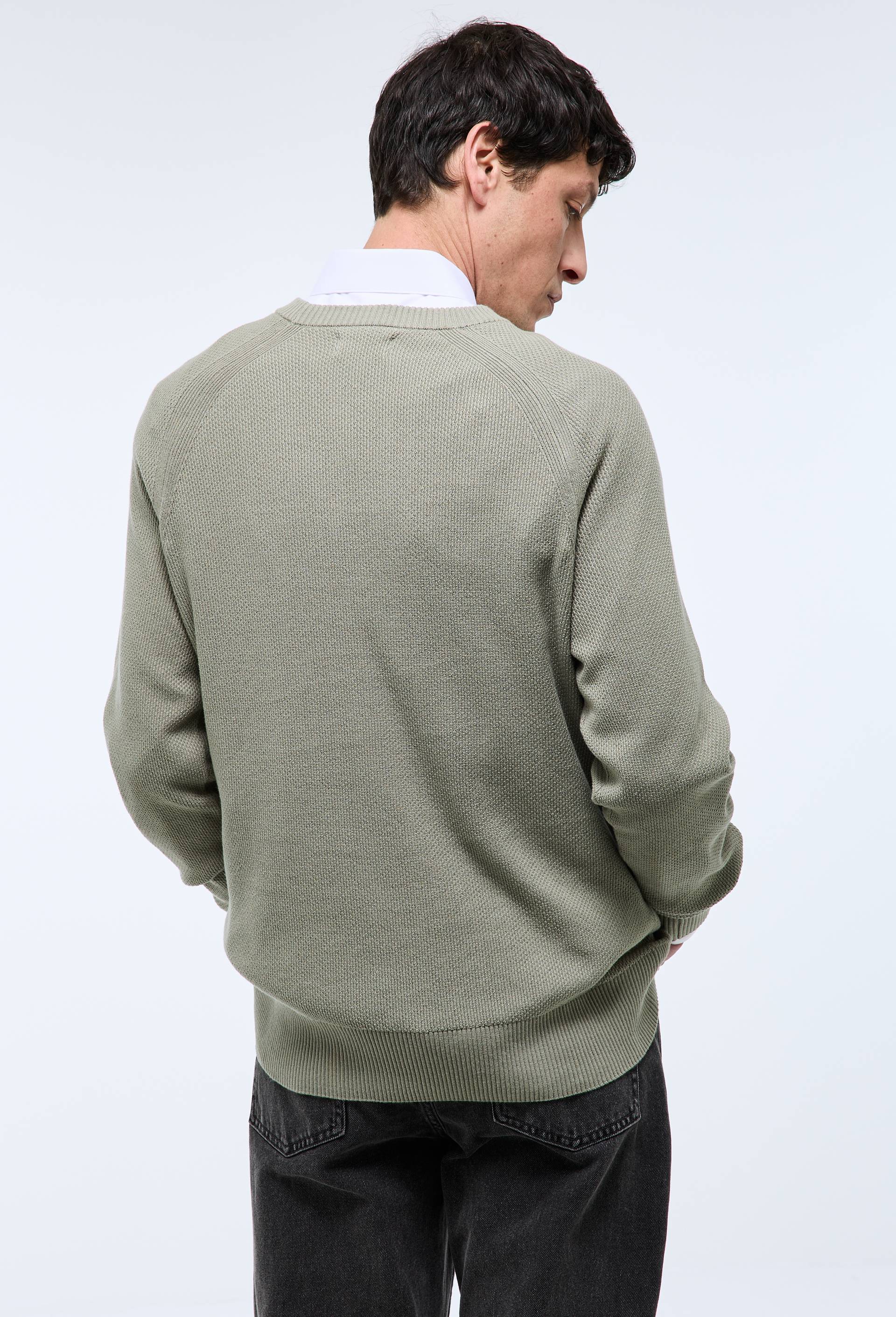 Pull col rond en coton BIO GOTS, Vert, large image number 1