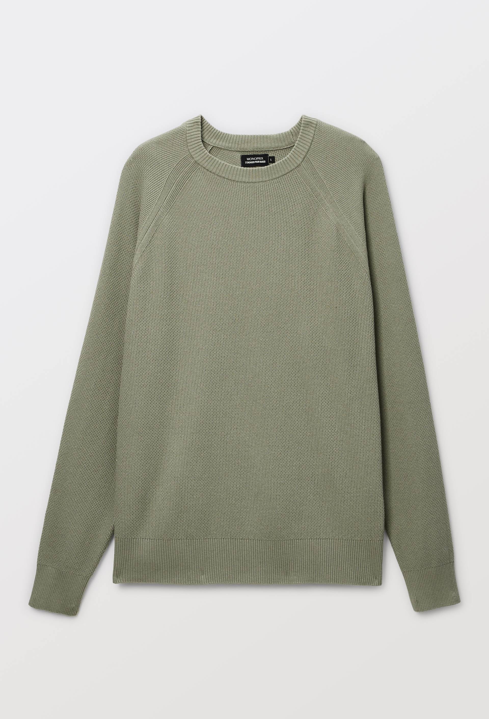 Pull col rond en coton BIO GOTS, Vert, large image number 2