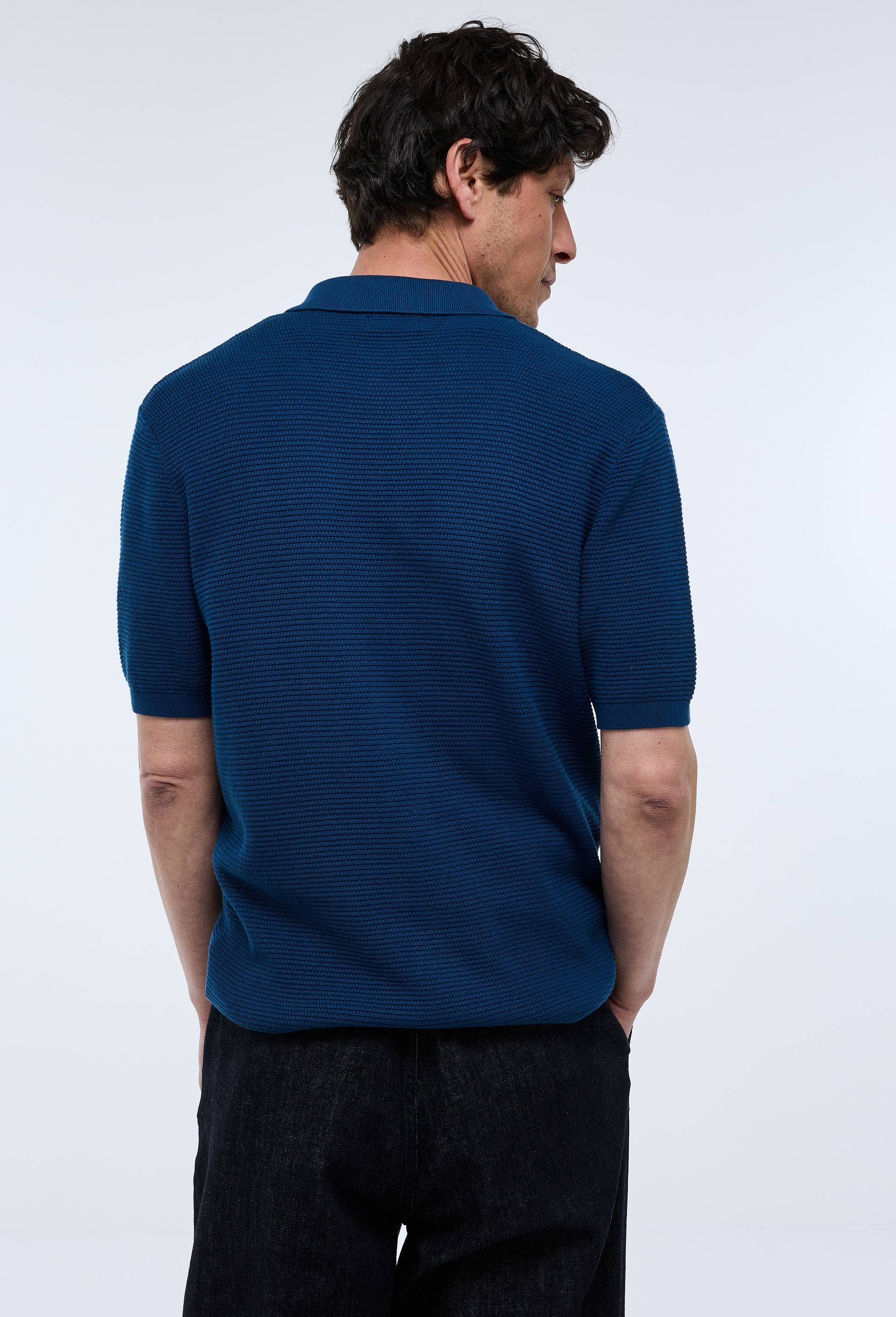 Polo en maille de coton, Bleu fonc&eacute;, large image number 1.0