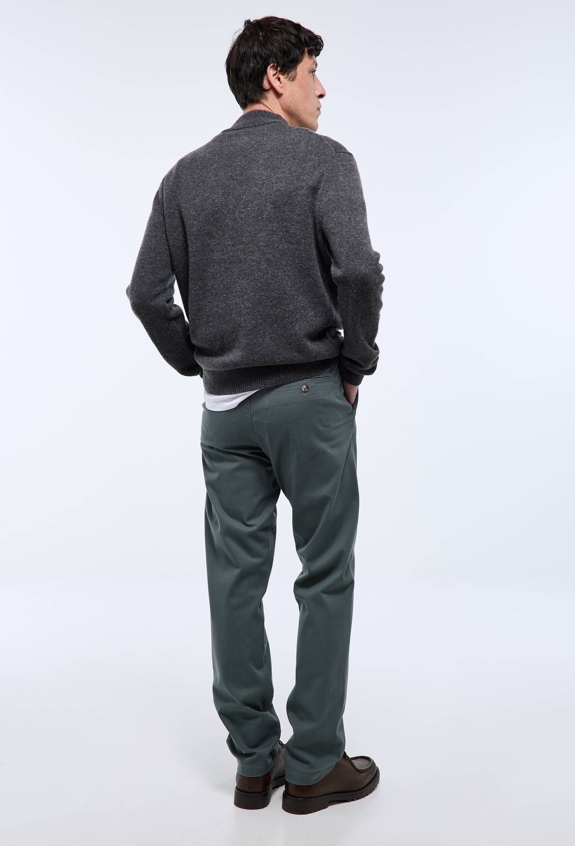 Pantalon chino straight en coton BIO GOTS, Vert fonc&eacute;, large image number 1