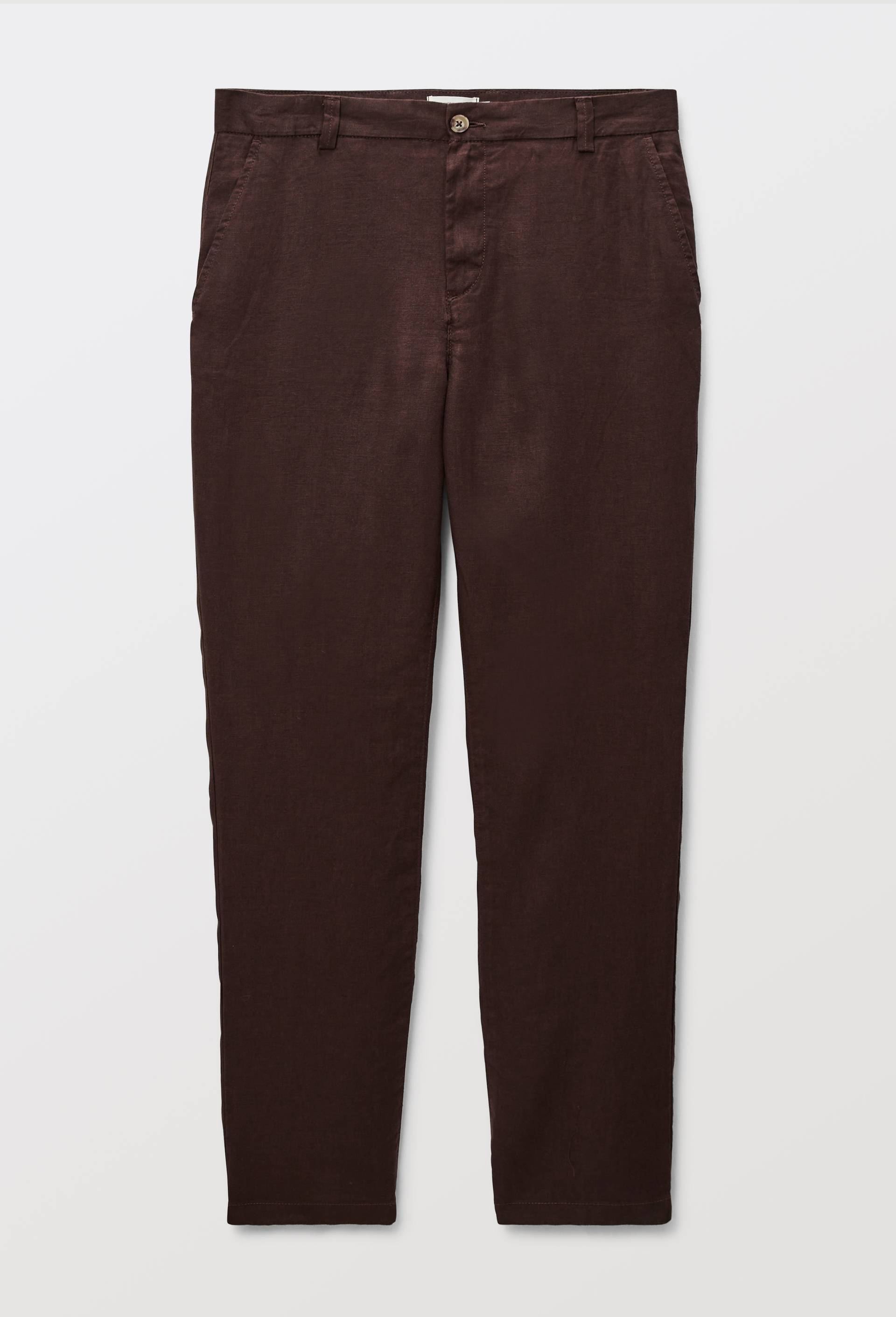 Pantalon boutonn&eacute; en lin, Brun fonc&eacute;, large image number 2.0