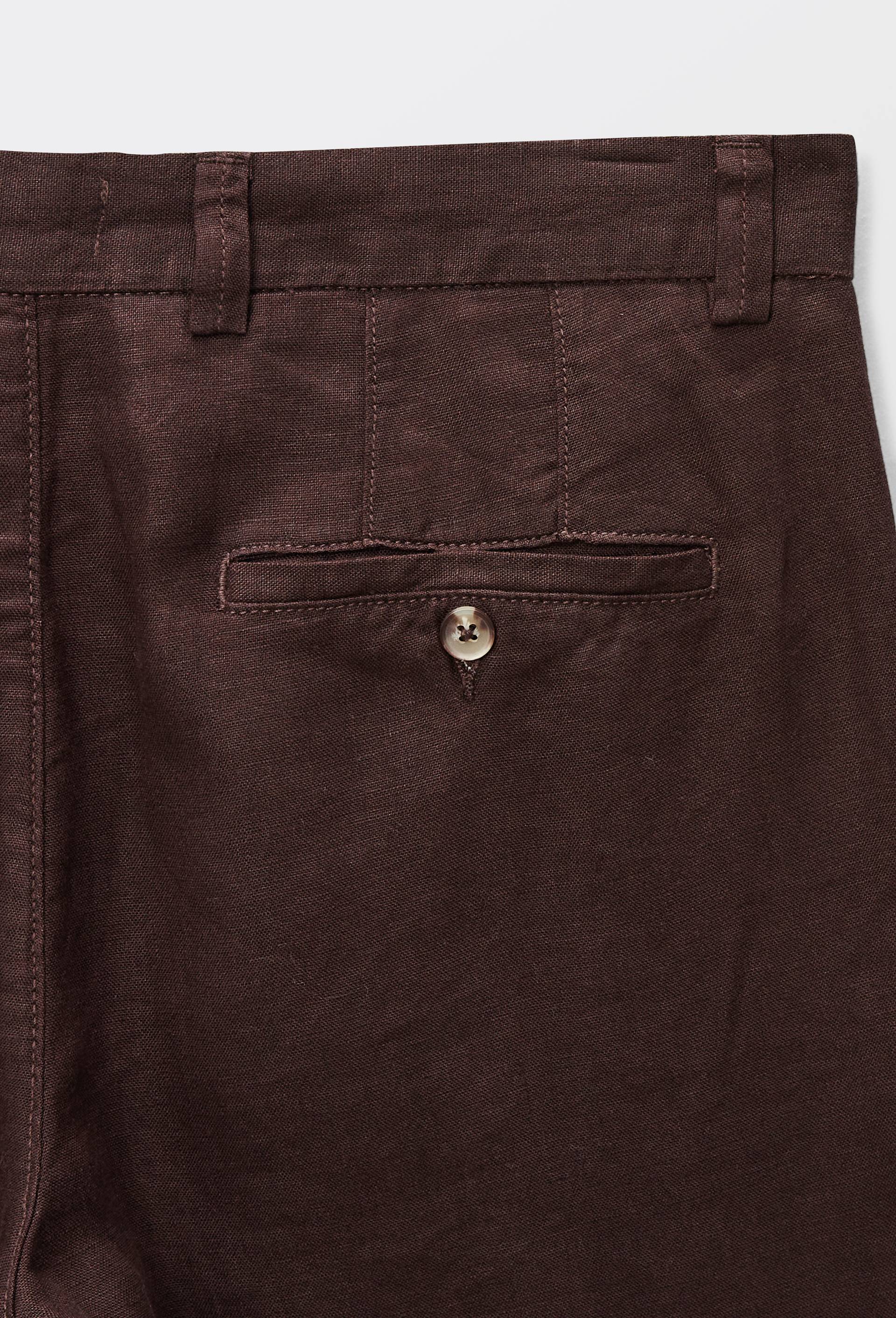 Pantalon boutonn&eacute; en lin, Brun fonc&eacute;, large image number 4
