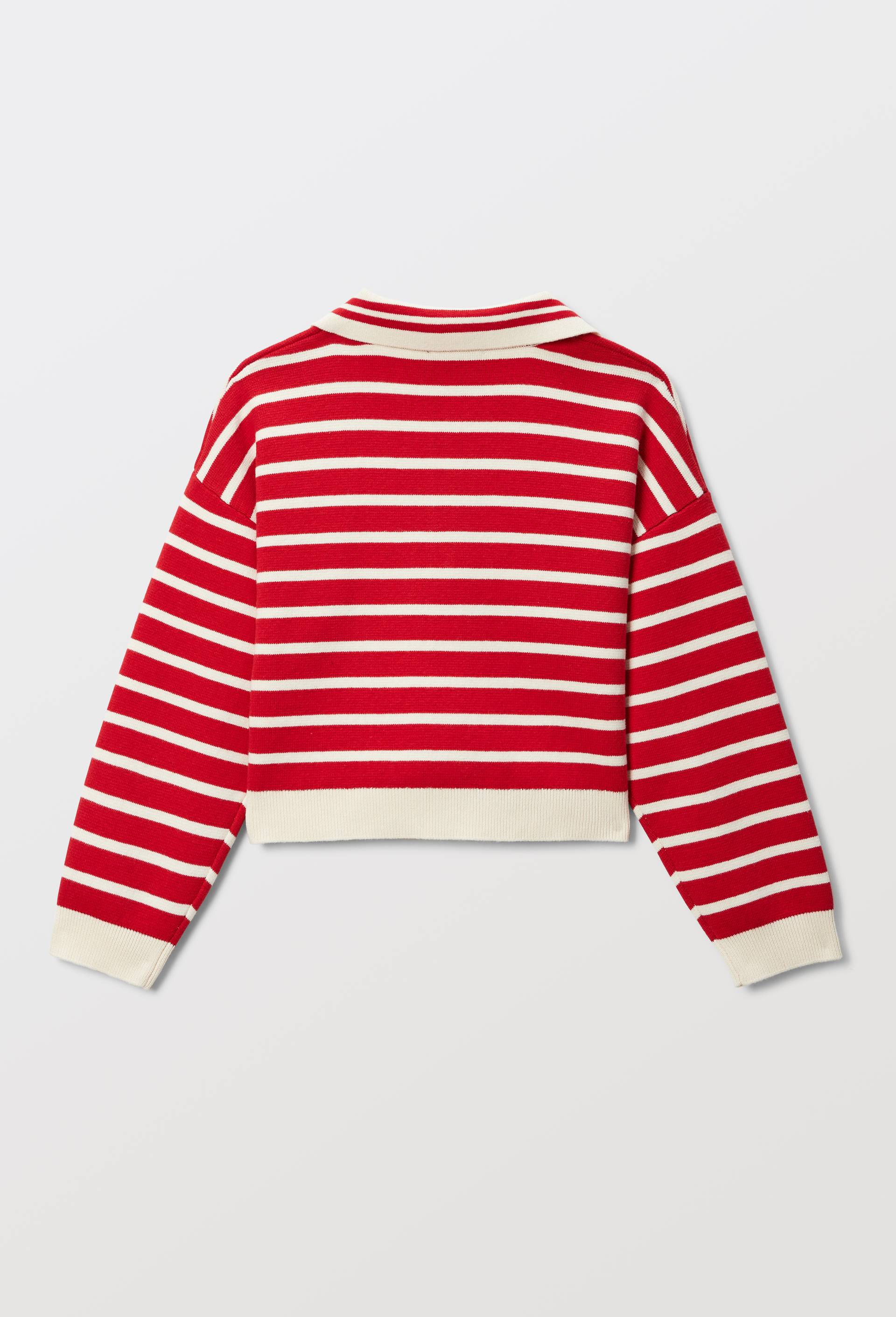 Cardigan ray&eacute;, Rouge, large image number 2.0