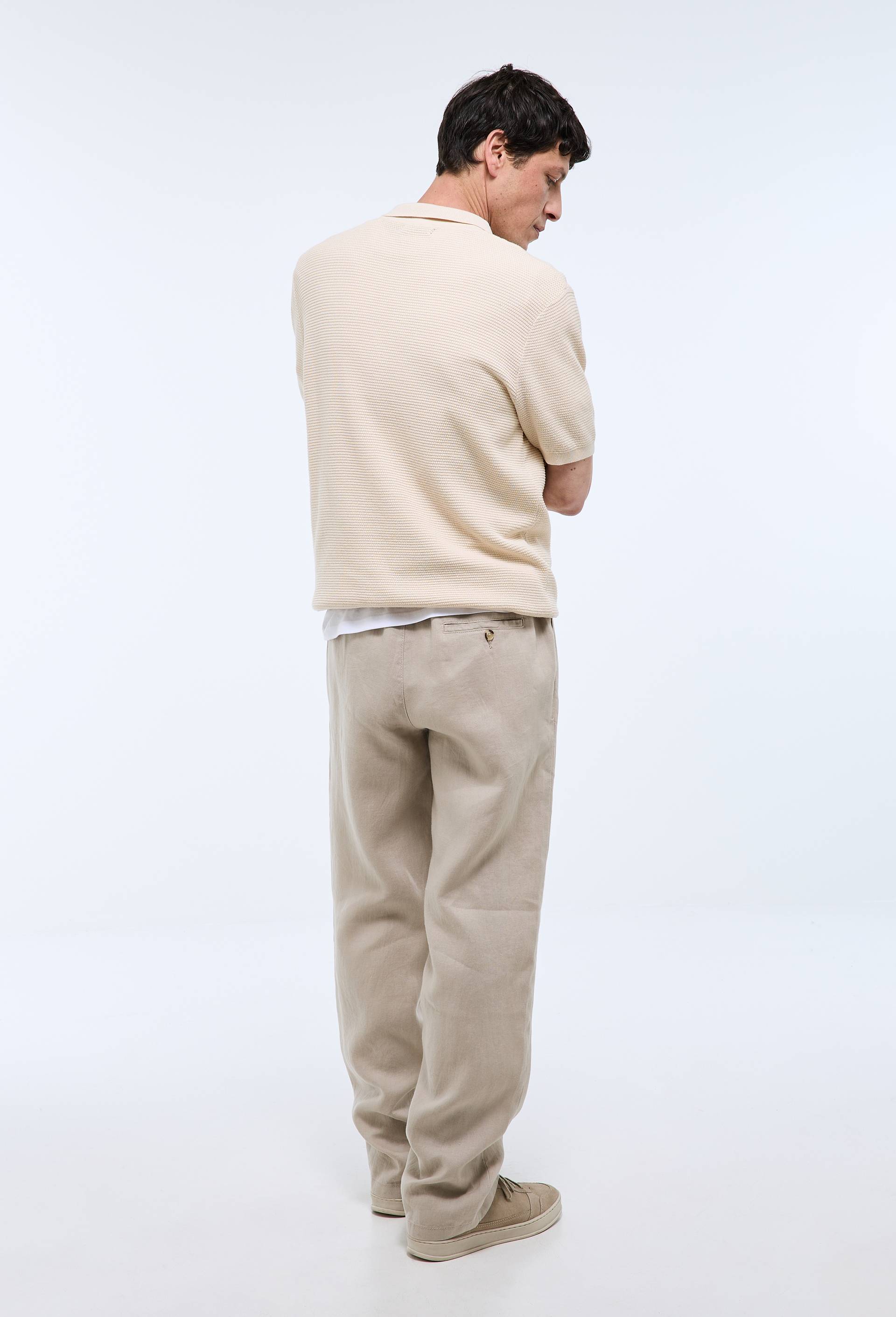Pantalon &eacute;lastiqu&eacute; en lin, Beige clair, large image number 1.0