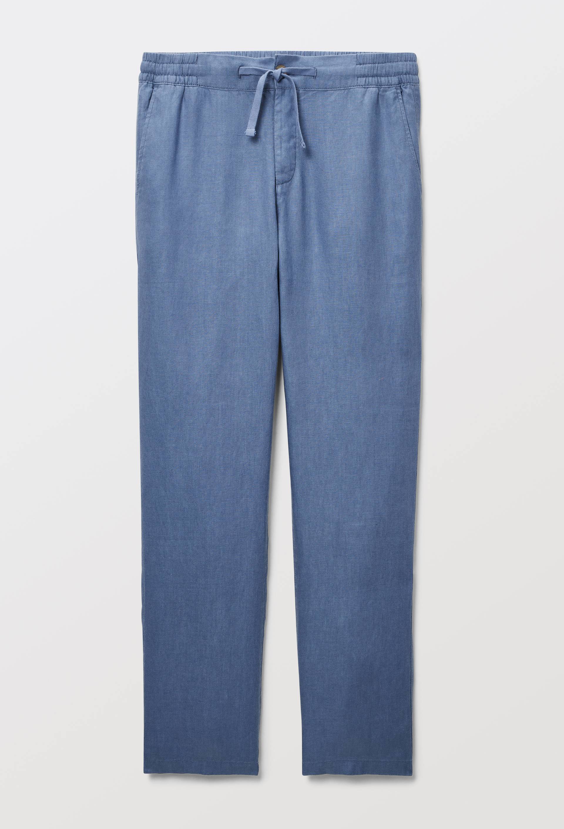 Pantalon &eacute;lastiqu&eacute; en lin, Bleu, large image number 3.0