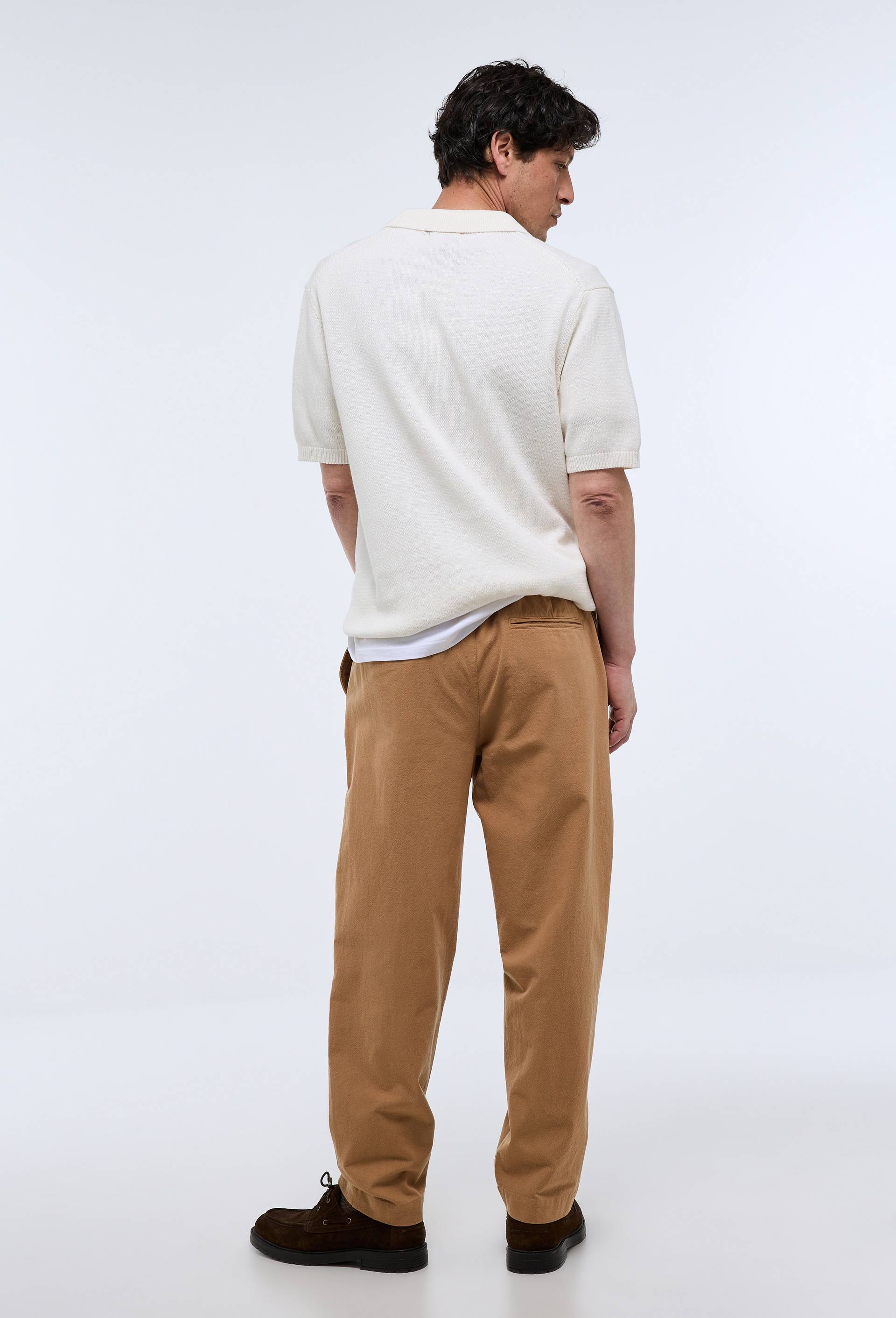Pantalon &agrave; plis taille &eacute;lastiqu&eacute;e en coton BIO GOTS, Beige, large image number 2.0